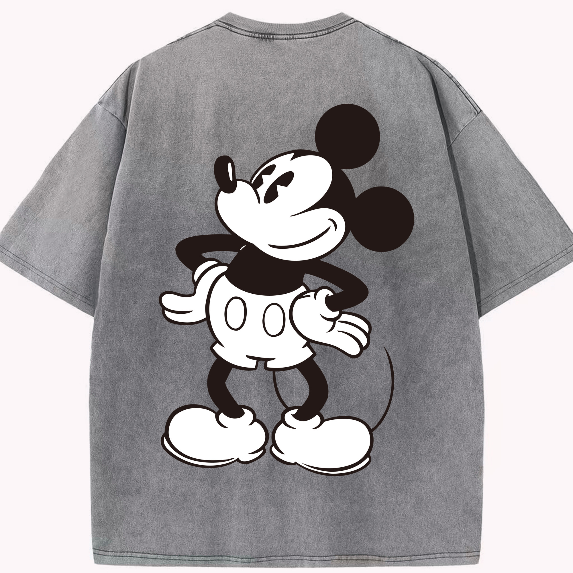（画像用） ミッキーマウス Mickey Mouse 綿100% ヴィンテージ風 半袖Tシャツ（背面プリント）