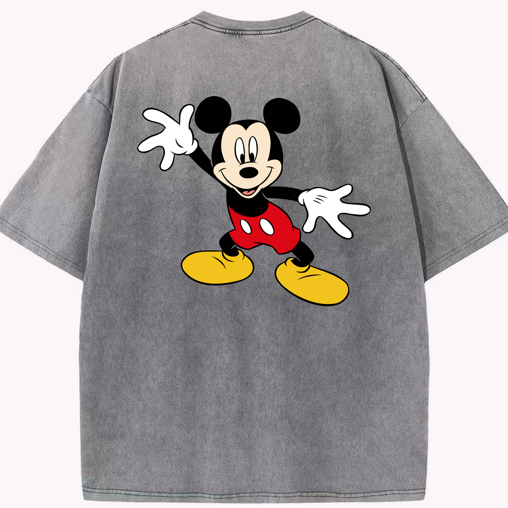 （画像用） ミッキーマウス Mickey Mouse 綿100% ヴィンテージ風 半袖Tシャツ（背面プリント）