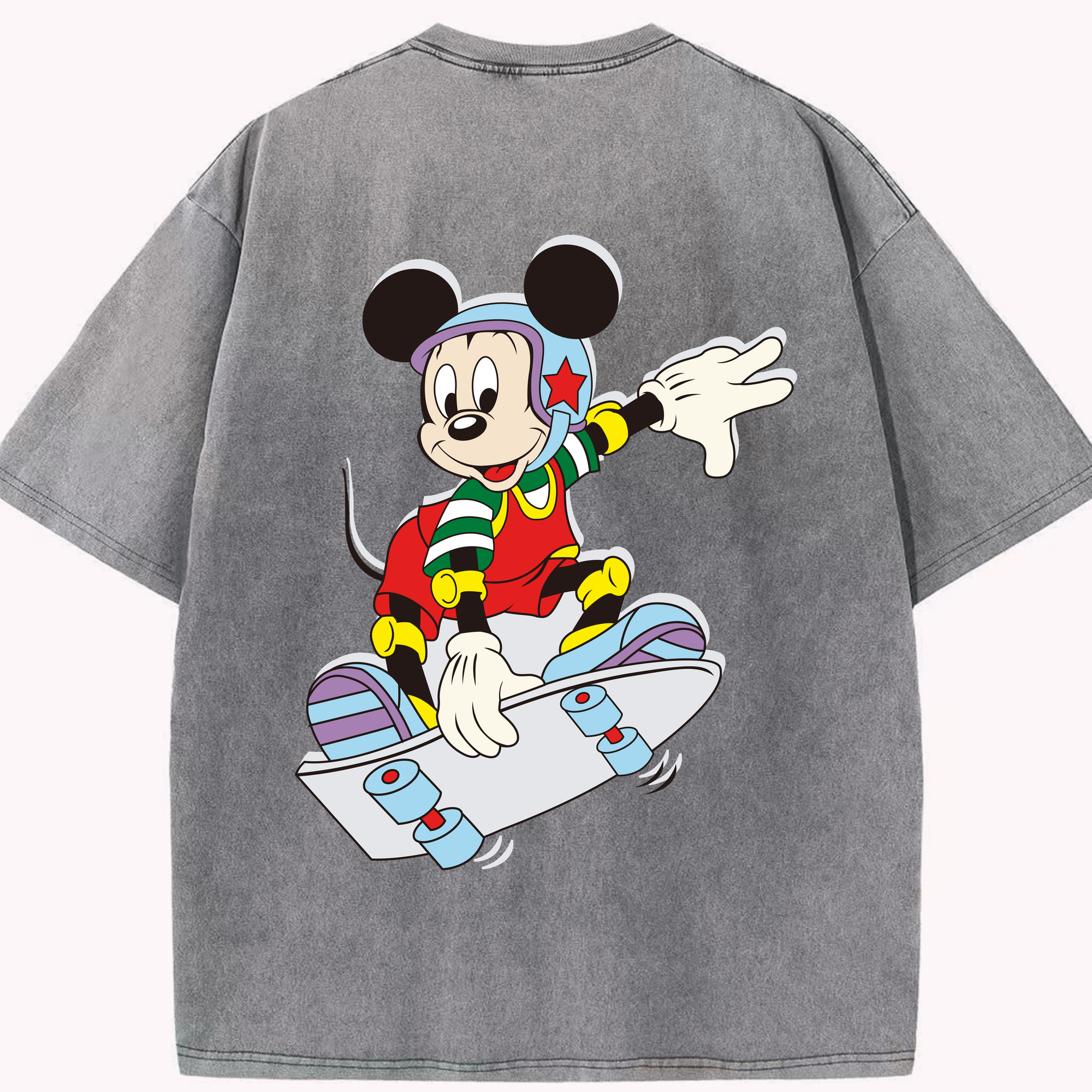 （画像用） ミッキーマウス Mickey Mouse 綿100% ヴィンテージ風 半袖Tシャツ（背面プリント）