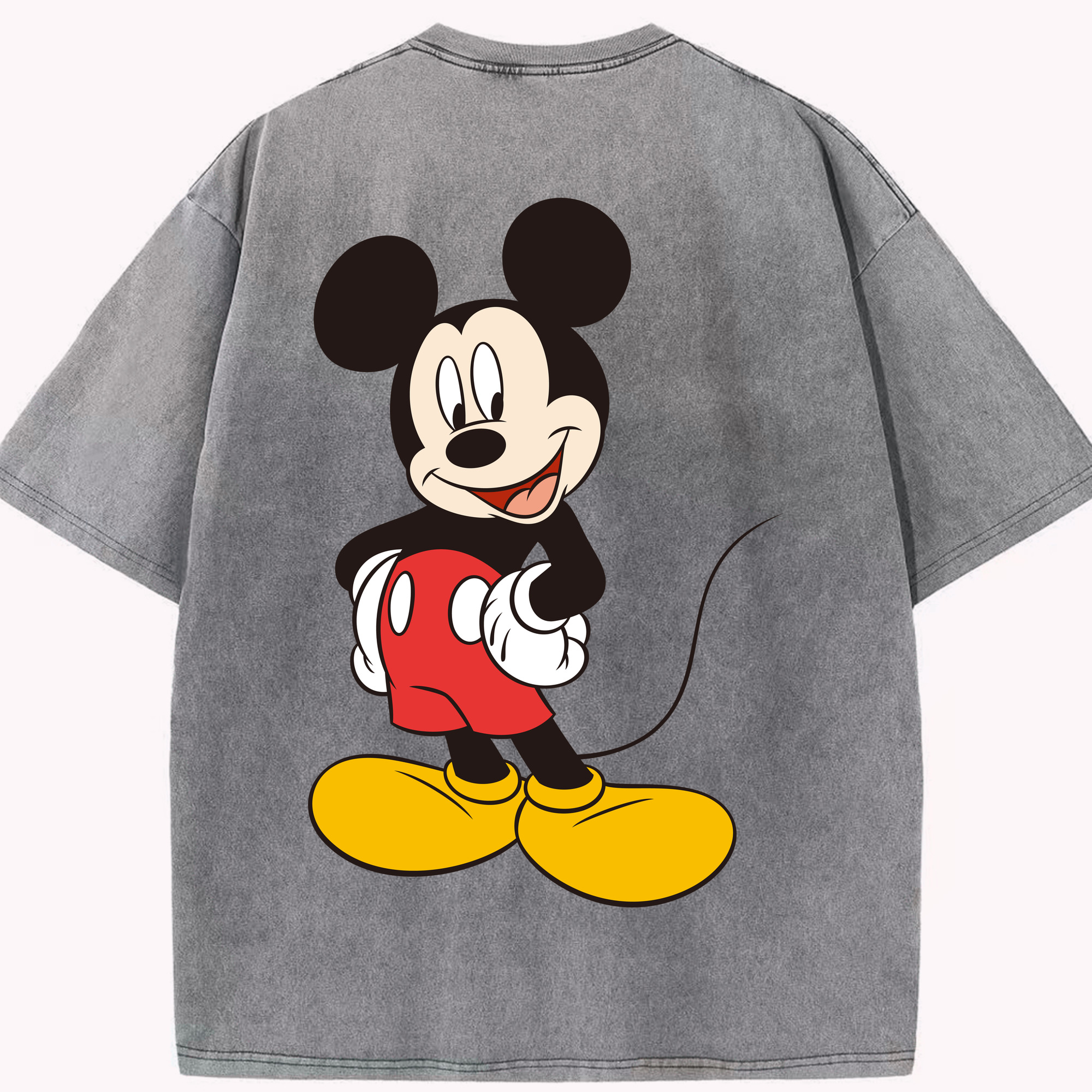 （画像用） ミッキーマウス Mickey Mouse 綿100% ヴィンテージ風 半袖Tシャツ（背面プリント）