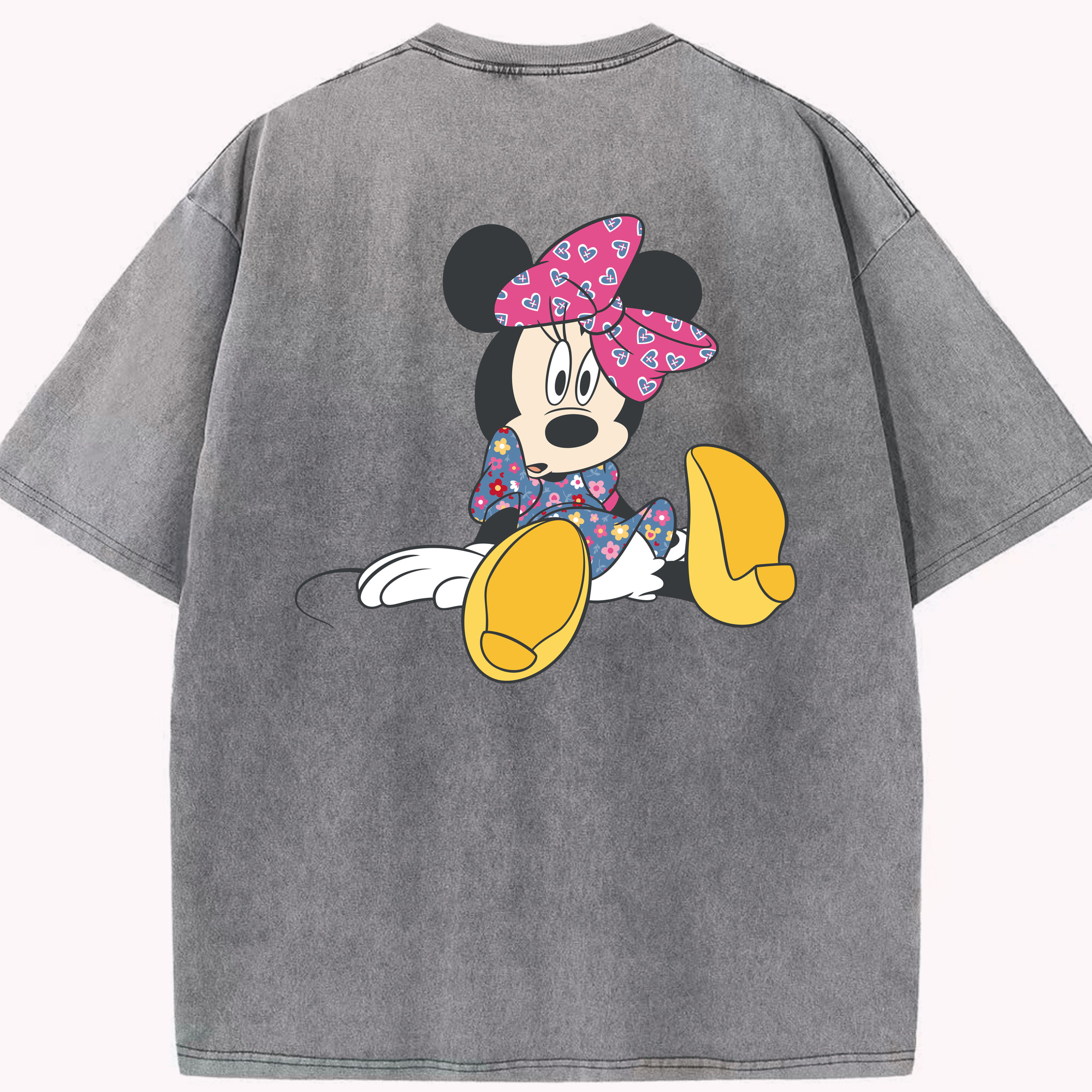 （画像用） ミッキーマウス Mickey Mouse 綿100% ヴィンテージ風 半袖Tシャツ（背面プリント）