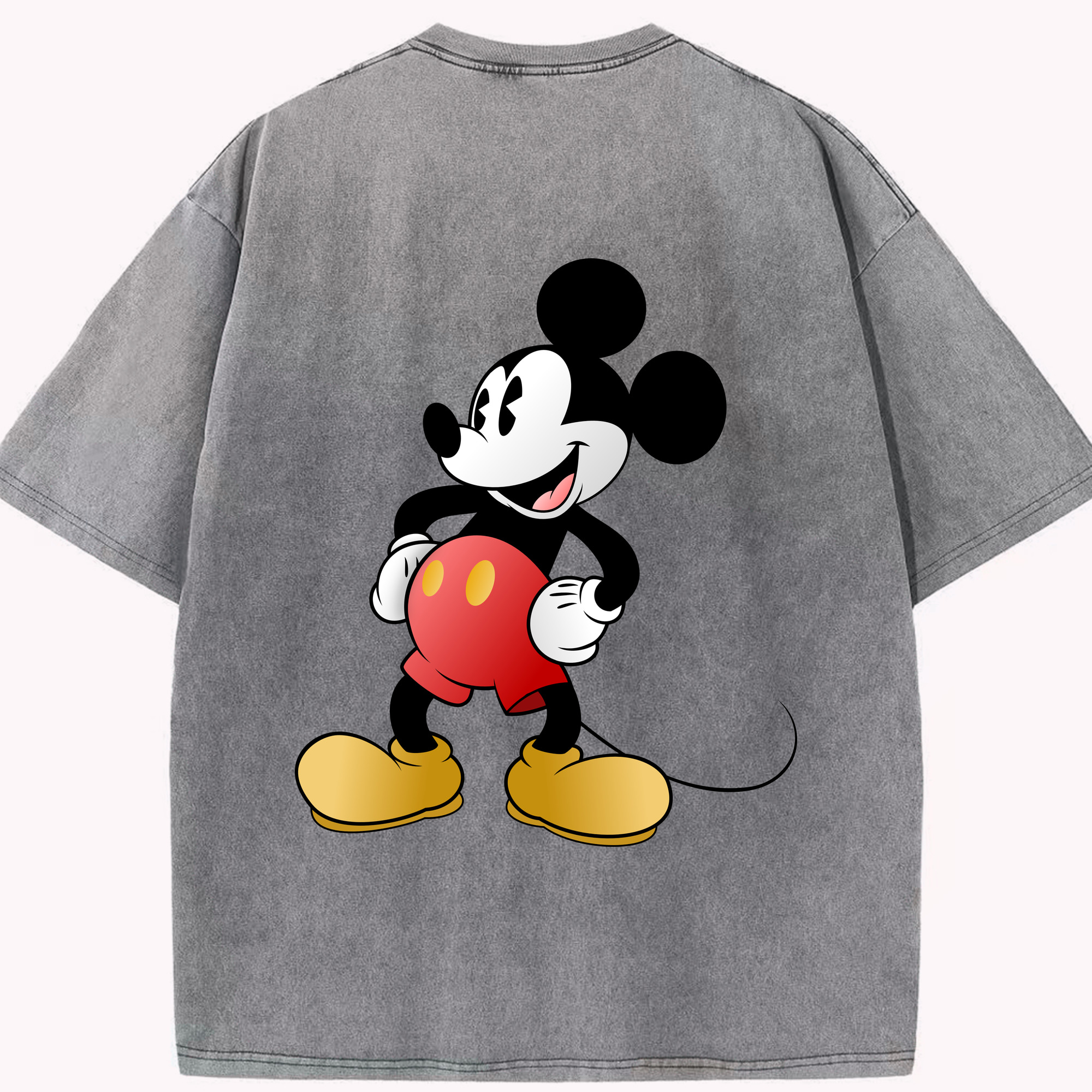 （画像用） ミッキーマウス Mickey Mouse 綿100% ヴィンテージ風 半袖Tシャツ（背面プリント）