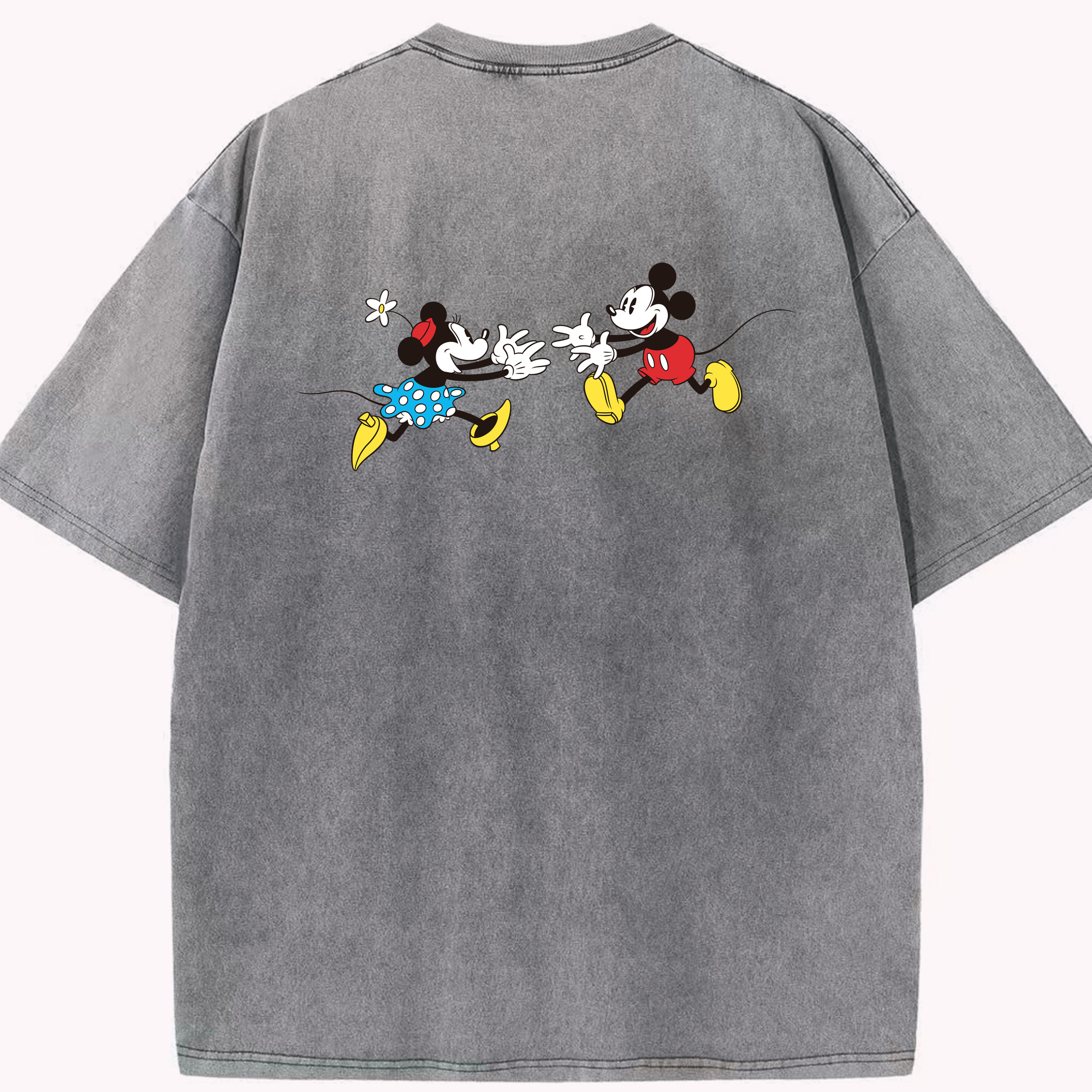 （画像用） ミッキーマウス Mickey Mouse 綿100% ヴィンテージ風 半袖Tシャツ（背面プリント）