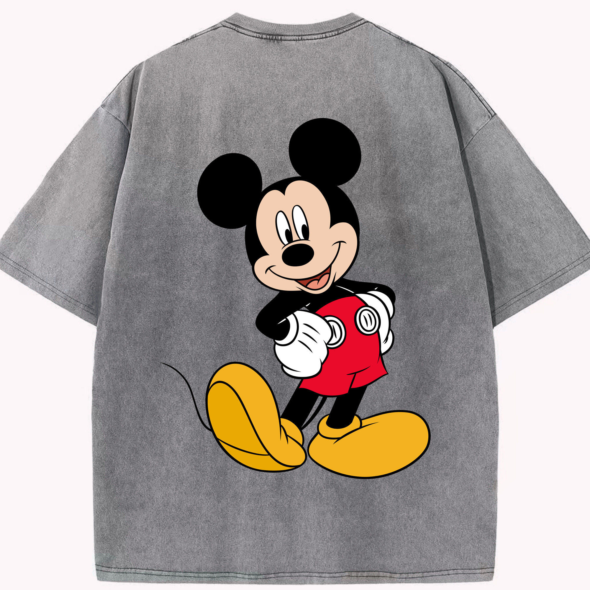 （画像用） ミッキーマウス Mickey Mouse 綿100% ヴィンテージ風 半袖Tシャツ（背面プリント）