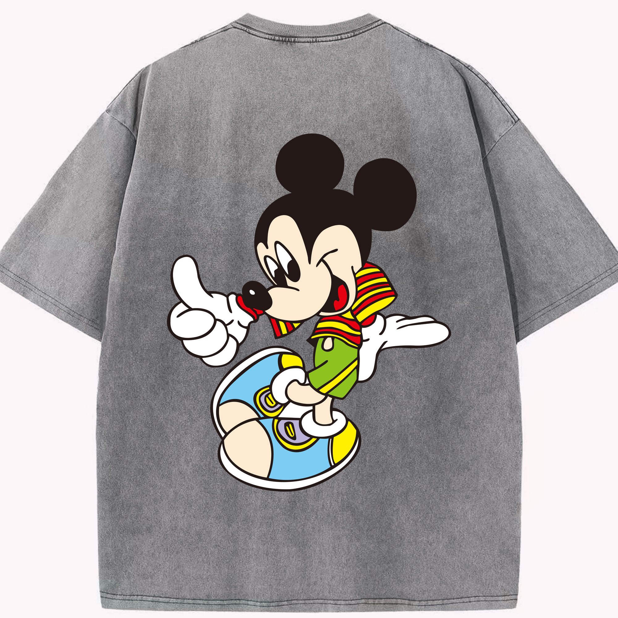 （画像用） ミッキーマウス Mickey Mouse 綿100% ヴィンテージ風 半袖Tシャツ（背面プリント）