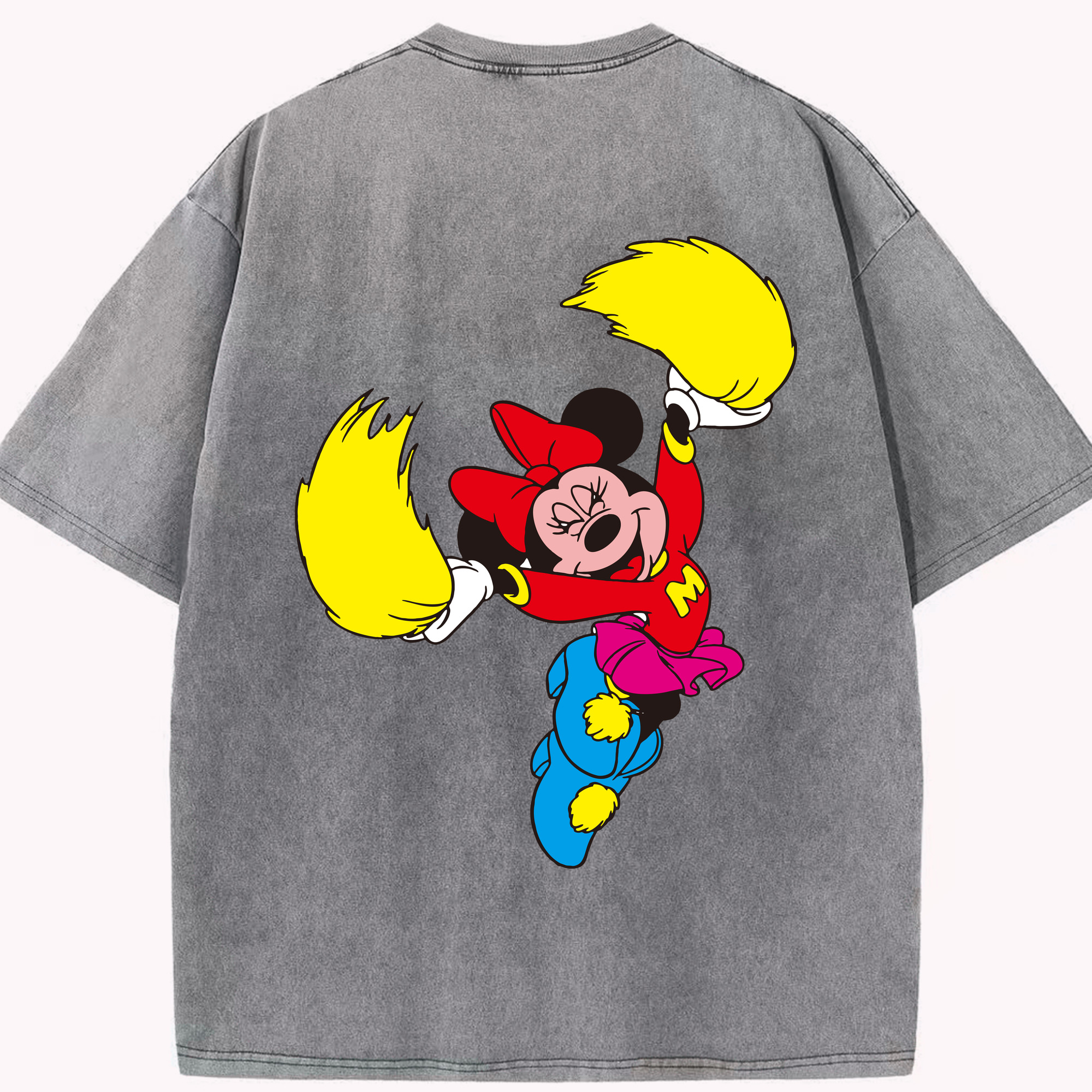 （画像用） ミッキーマウス Mickey Mouse 綿100% ヴィンテージ風 半袖Tシャツ（背面プリント）
