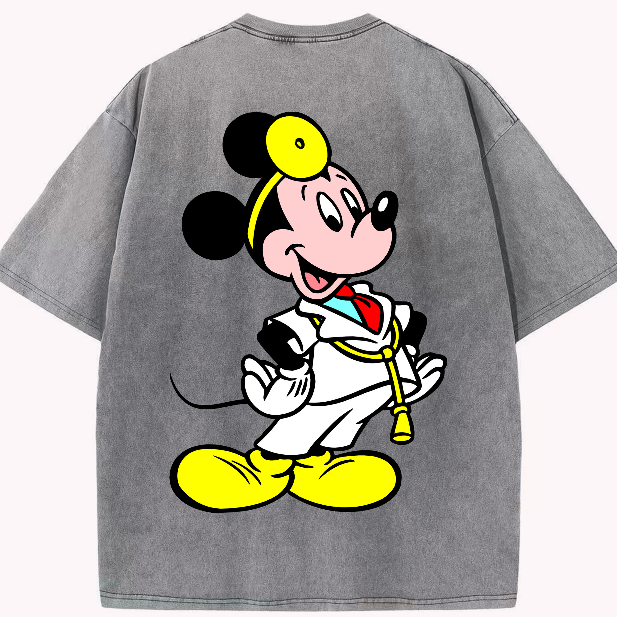 （画像用） ミッキーマウス Mickey Mouse 綿100% ヴィンテージ風 半袖Tシャツ（背面プリント）