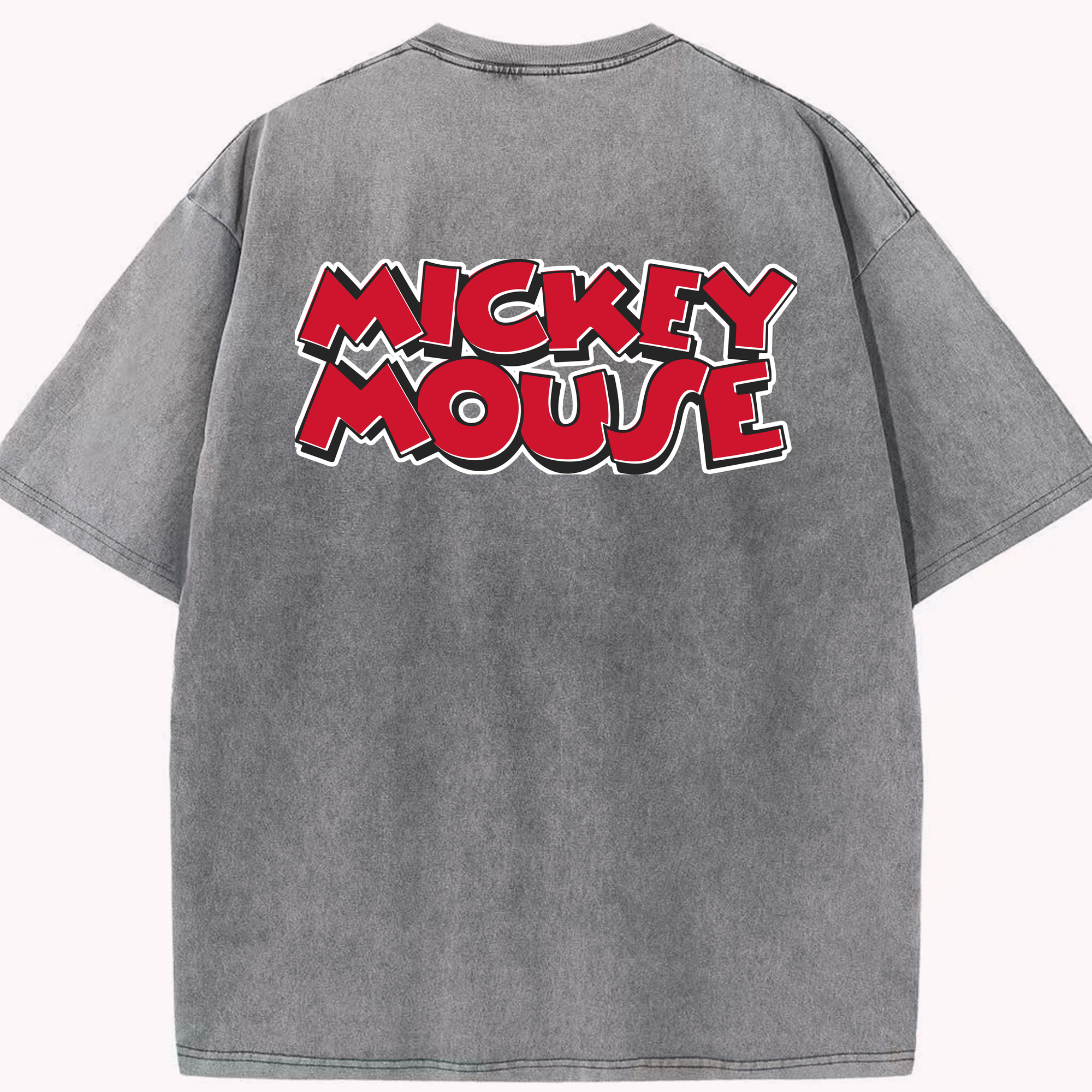 （画像用） ミッキーマウス Mickey Mouse 綿100% ヴィンテージ風 半袖Tシャツ（背面プリント）