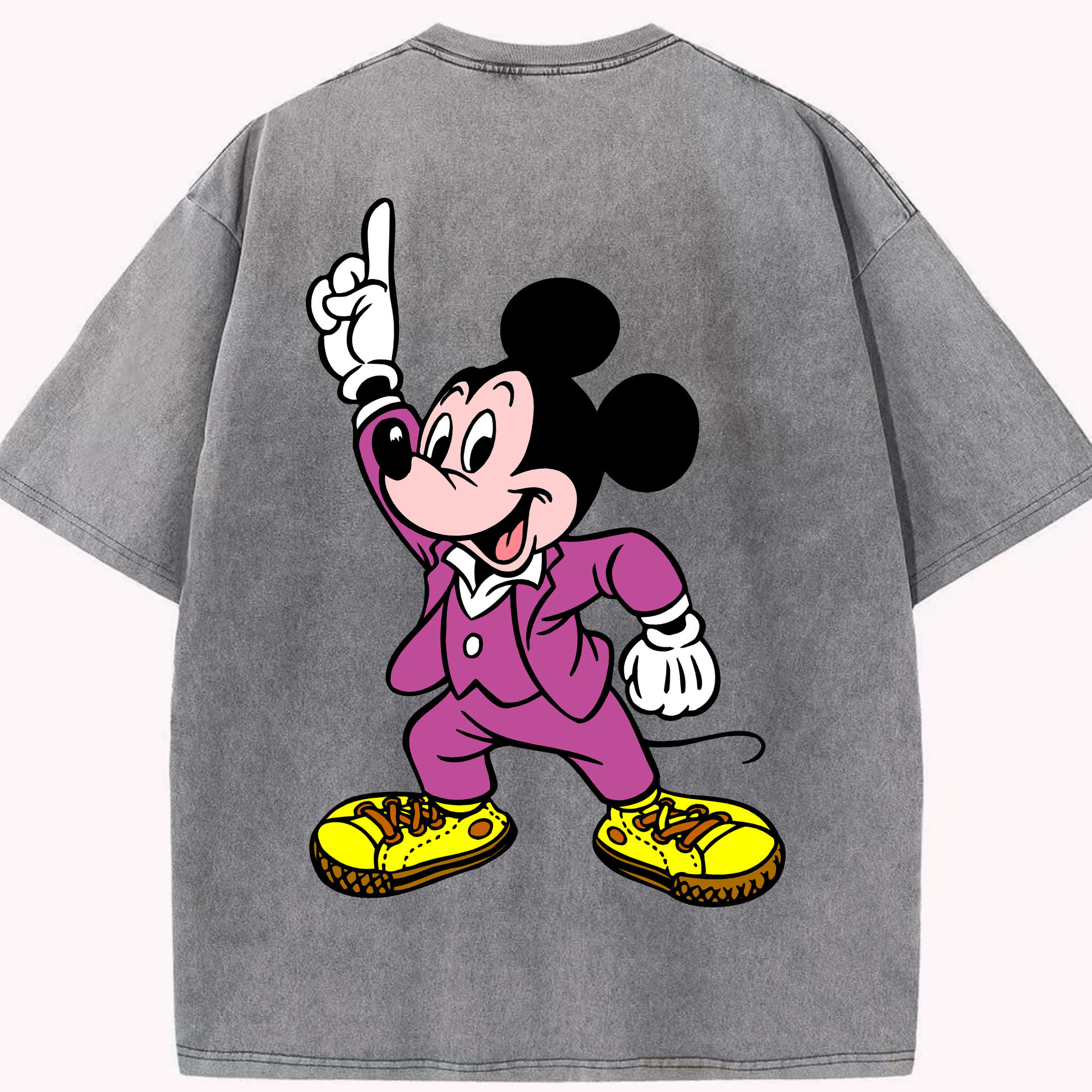 （画像用） ミッキーマウス Mickey Mouse 綿100% ヴィンテージ風 半袖Tシャツ（背面プリント）
