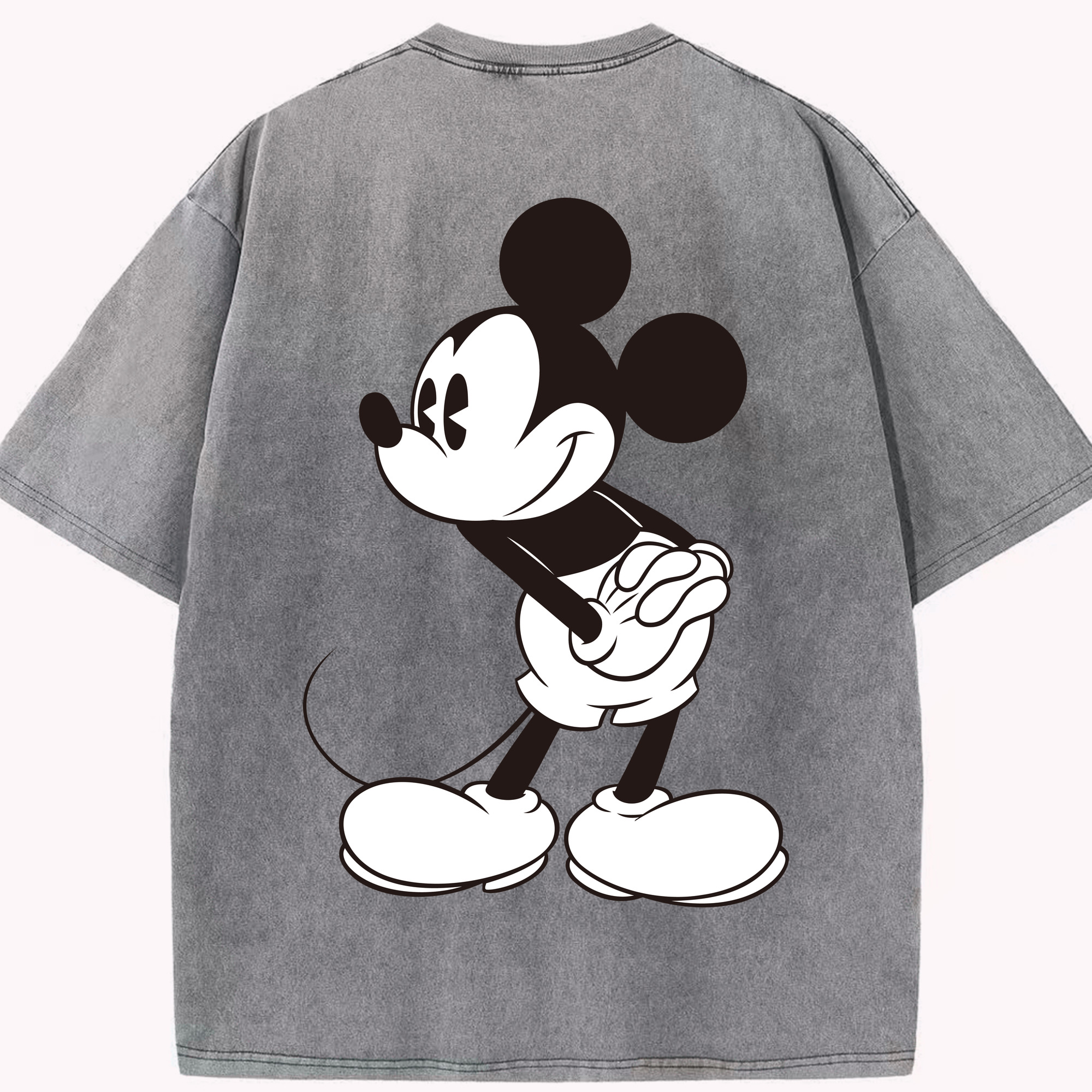 （画像用） ミッキーマウス Mickey Mouse 綿100% ヴィンテージ風 半袖Tシャツ（背面プリント）