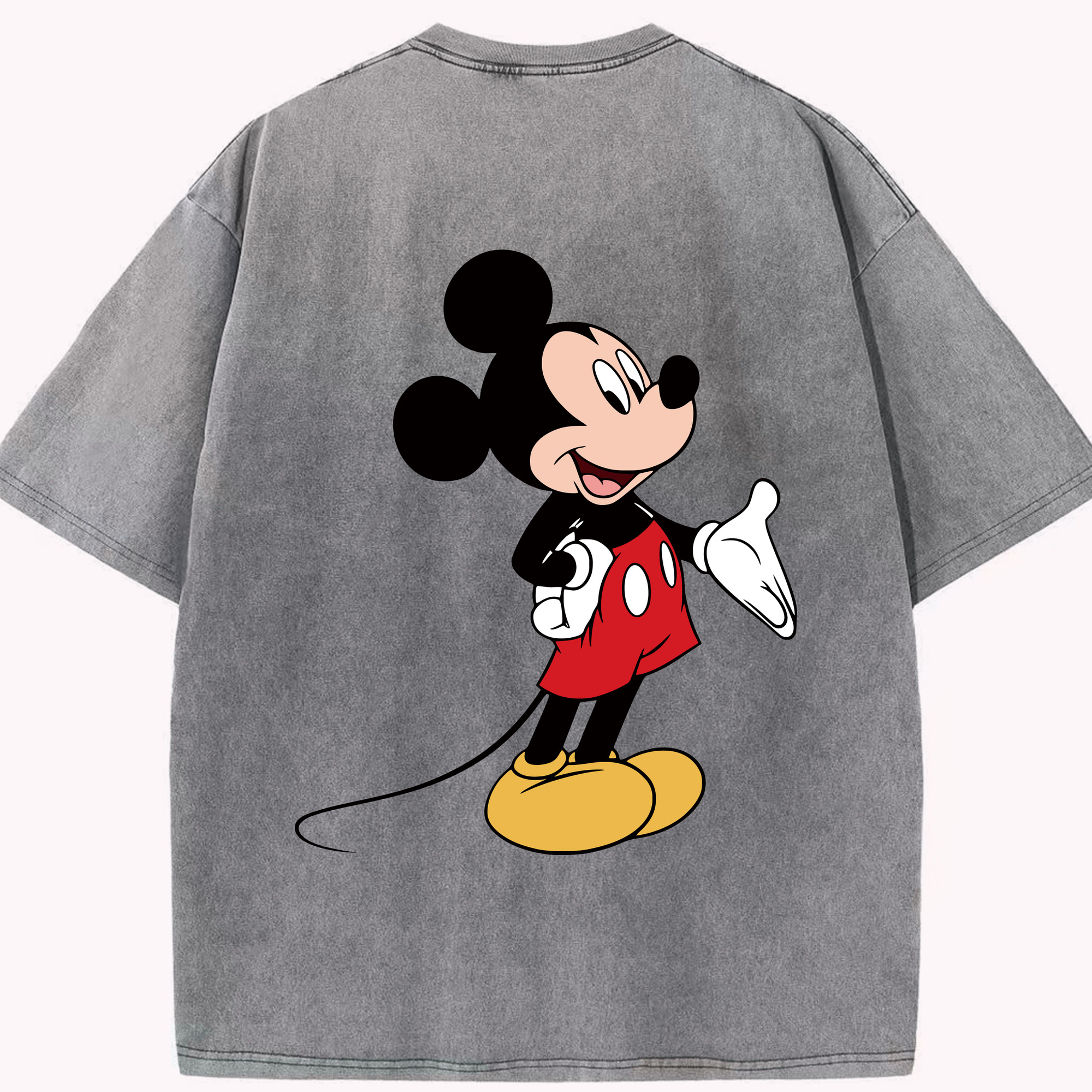 （画像用） ミッキーマウス Mickey Mouse 綿100% ヴィンテージ風 半袖Tシャツ（背面プリント）