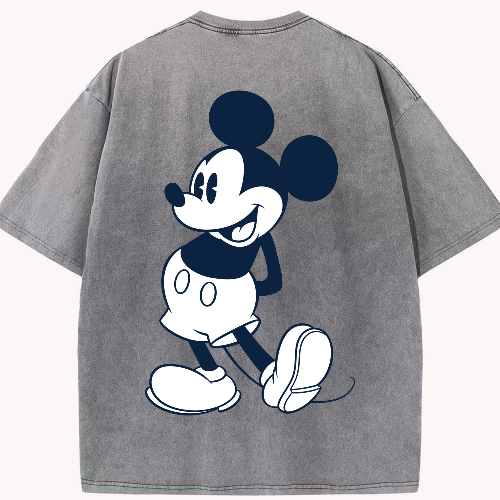 （画像用） ミッキーマウス Mickey Mouse 綿100% ヴィンテージ風 半袖Tシャツ（背面プリント）