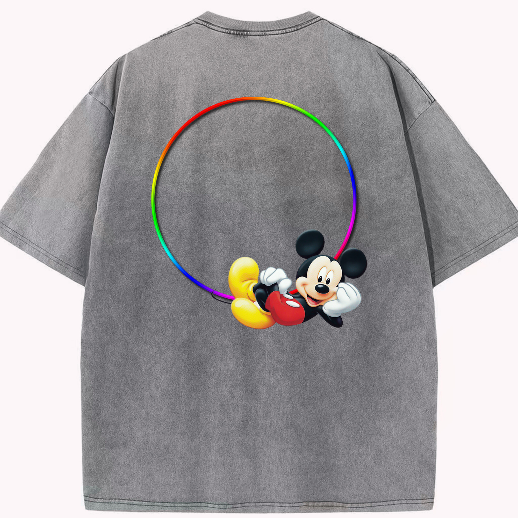 （画像用） ミッキーマウス Mickey Mouse 綿100% ヴィンテージ風 半袖Tシャツ（背面プリント）