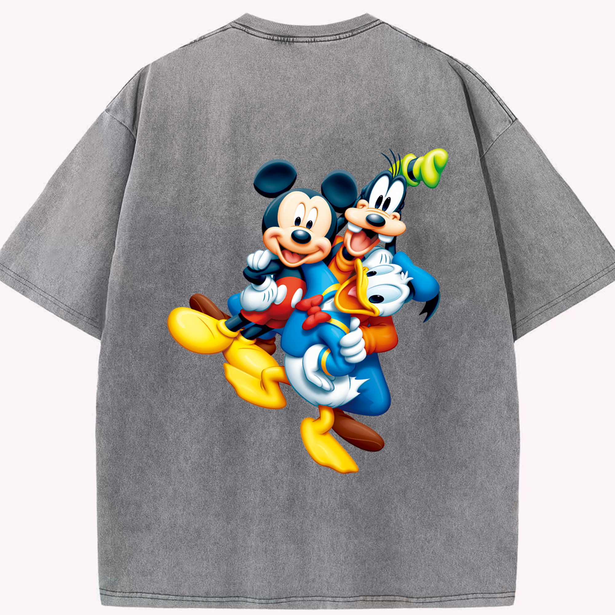 （画像用） ミッキーマウス Mickey Mouse 綿100% ヴィンテージ風 半袖Tシャツ（背面プリント）