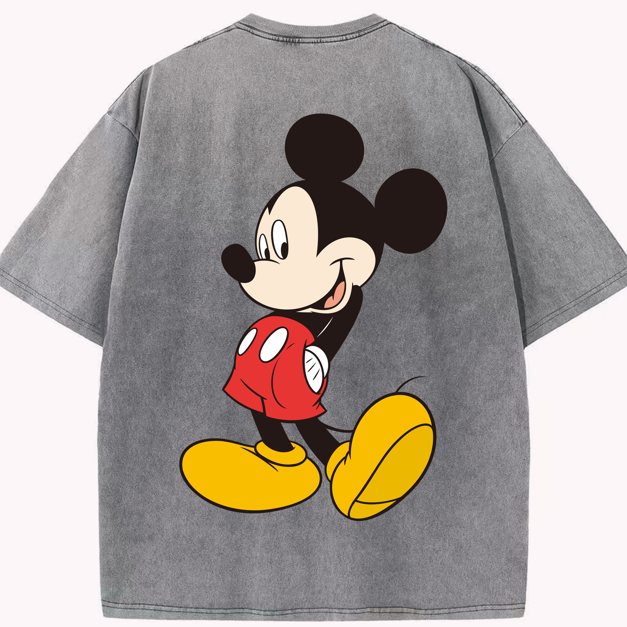（画像用） ミッキーマウス Mickey Mouse 綿100% ヴィンテージ風 半袖Tシャツ（背面プリント）