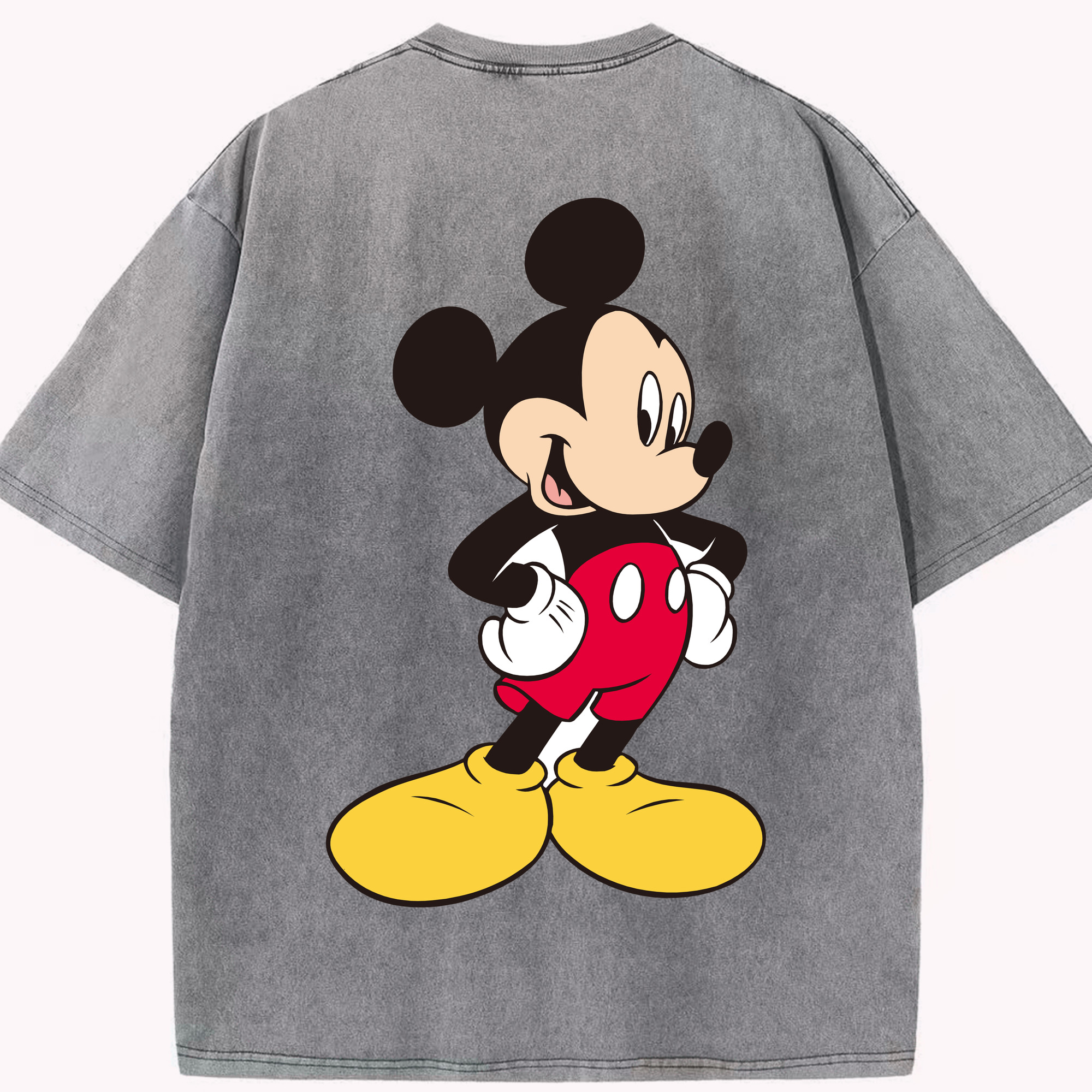（画像用） ミッキーマウス Mickey Mouse 綿100% ヴィンテージ風 半袖Tシャツ（背面プリント）