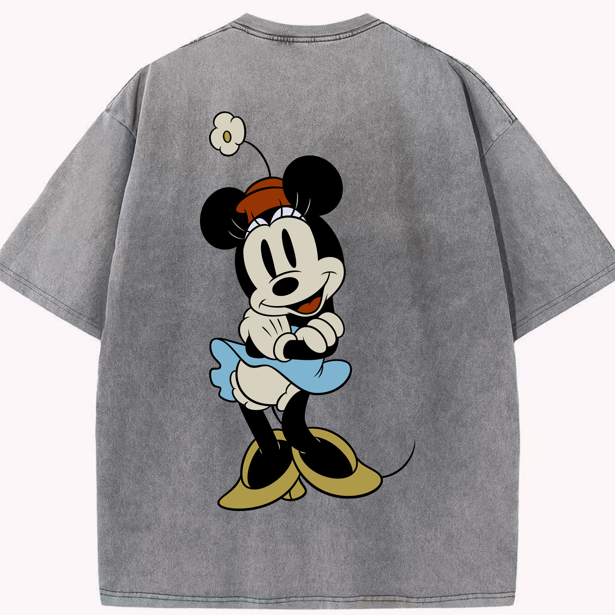 （画像用） ミッキーマウス Mickey Mouse 綿100% ヴィンテージ風 半袖Tシャツ（背面プリント）