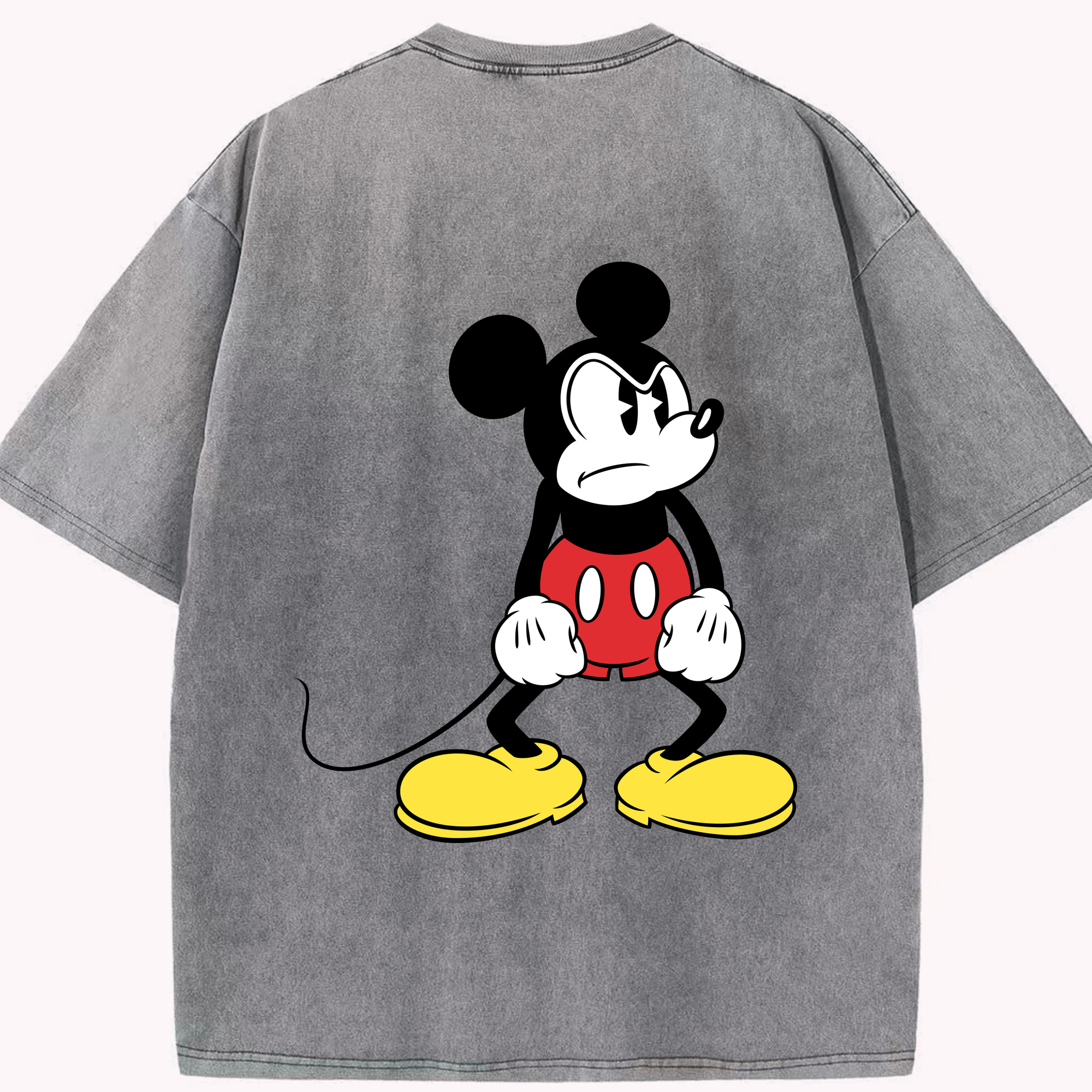 （画像用） ミッキーマウス Mickey Mouse 綿100% ヴィンテージ風 半袖Tシャツ（背面プリント）