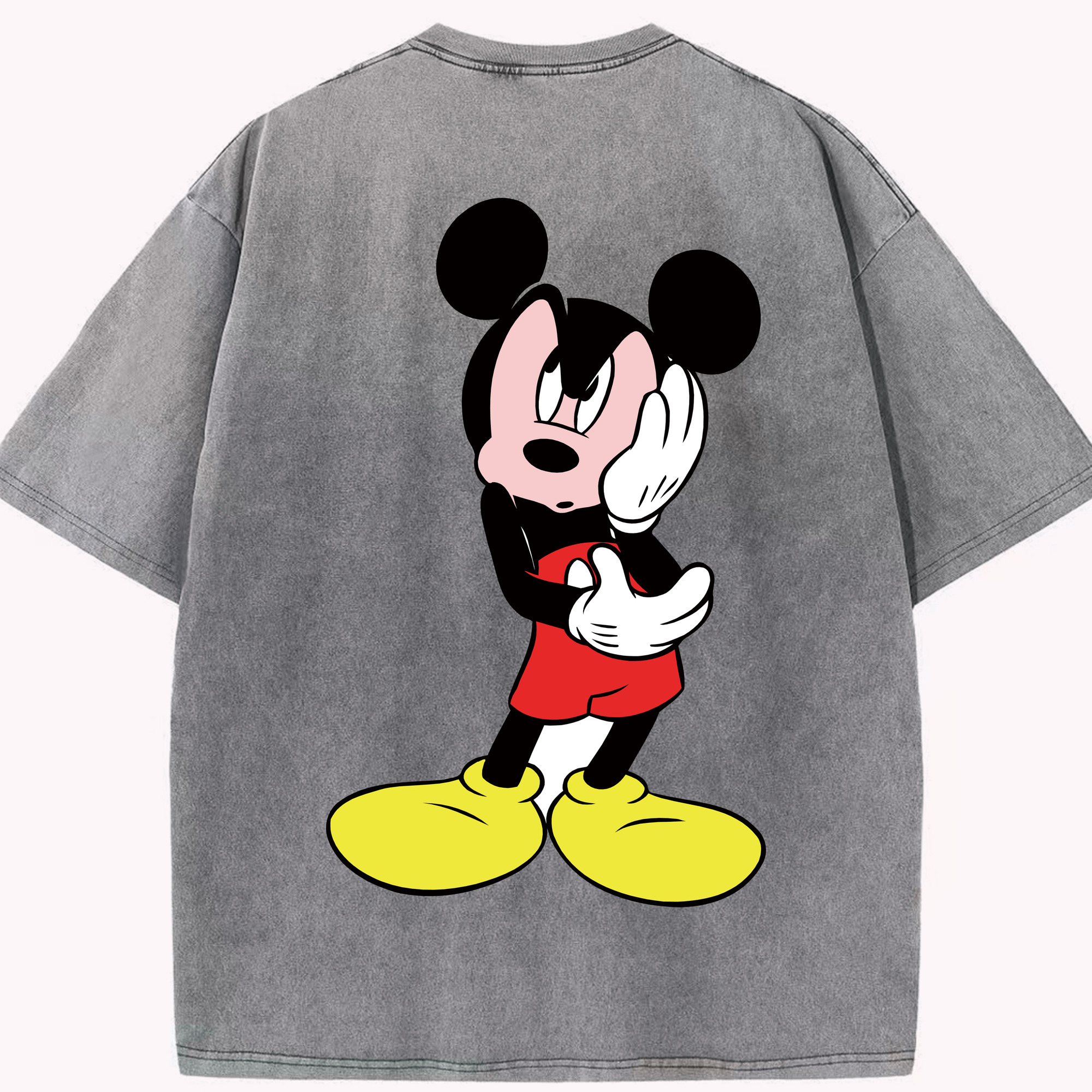 （画像用） ミッキーマウス Mickey Mouse 綿100% ヴィンテージ風 半袖Tシャツ（背面プリント）