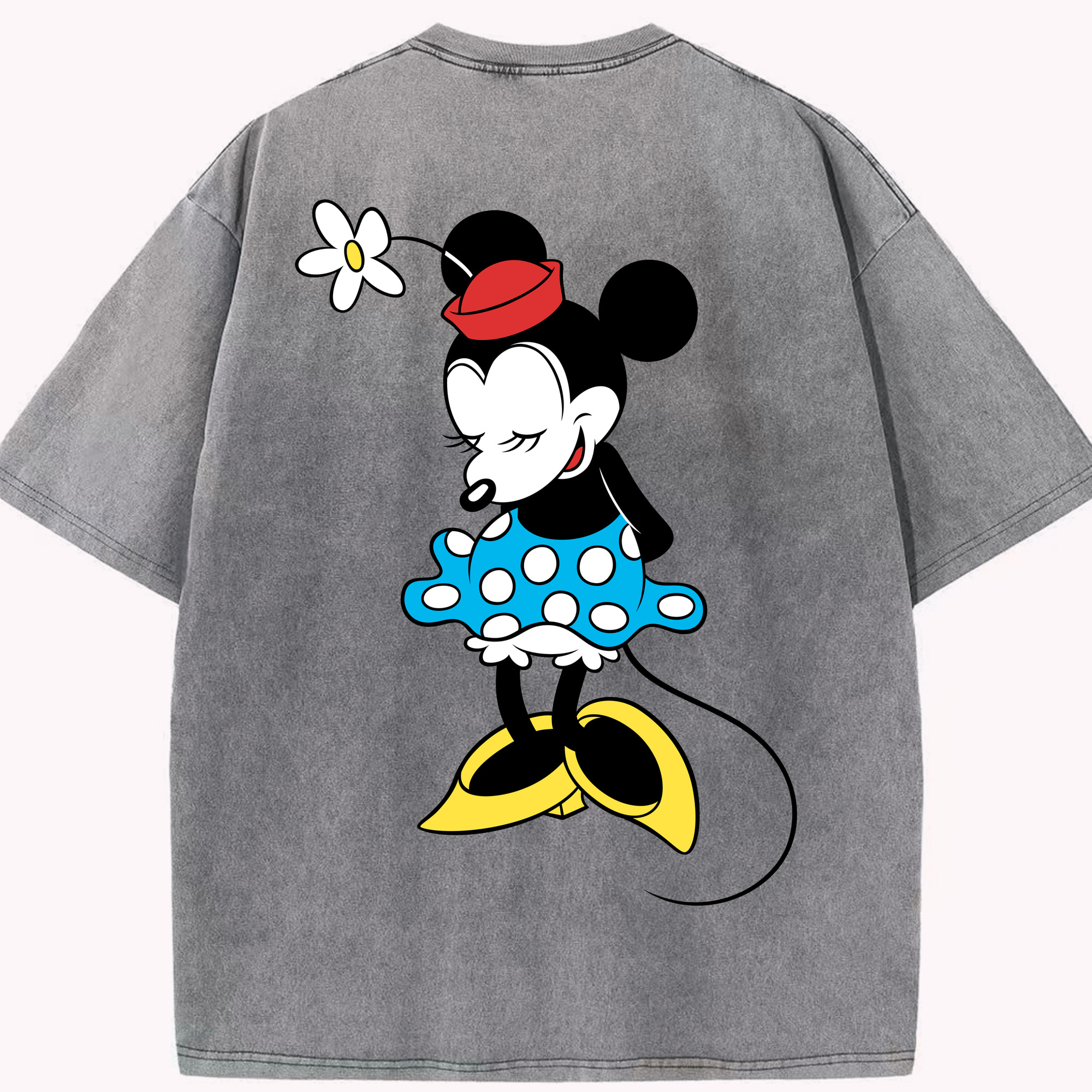 （画像用） ミッキーマウス Mickey Mouse 綿100% ヴィンテージ風 半袖Tシャツ（背面プリント）