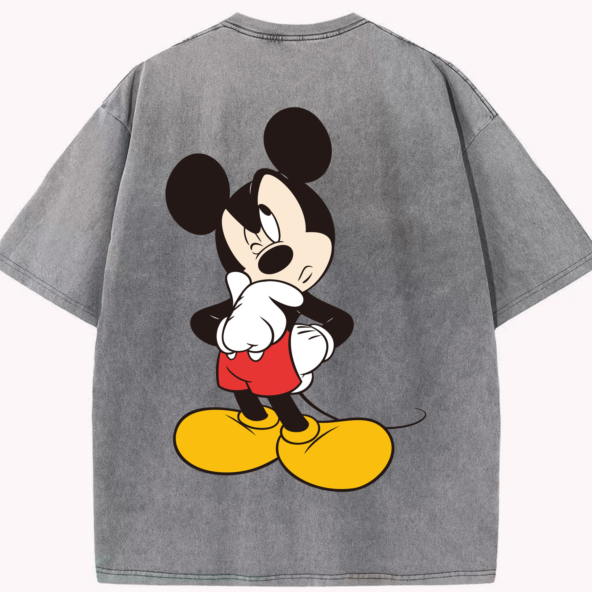 （画像用） ミッキーマウス Mickey Mouse 綿100% ヴィンテージ風 半袖Tシャツ（背面プリント）
