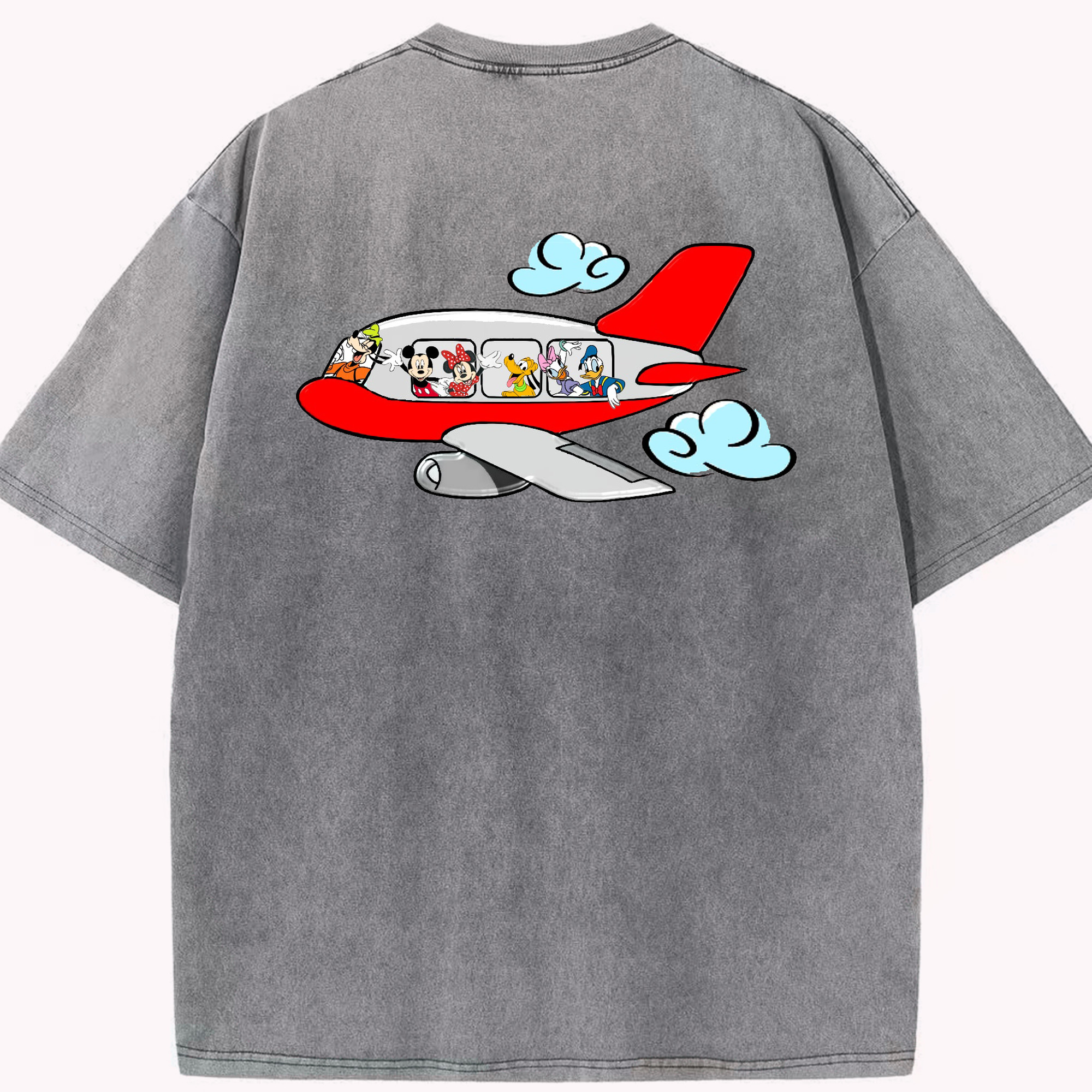 （画像用） ミッキーマウス Mickey Mouse 綿100% ヴィンテージ風 半袖Tシャツ（背面プリント）