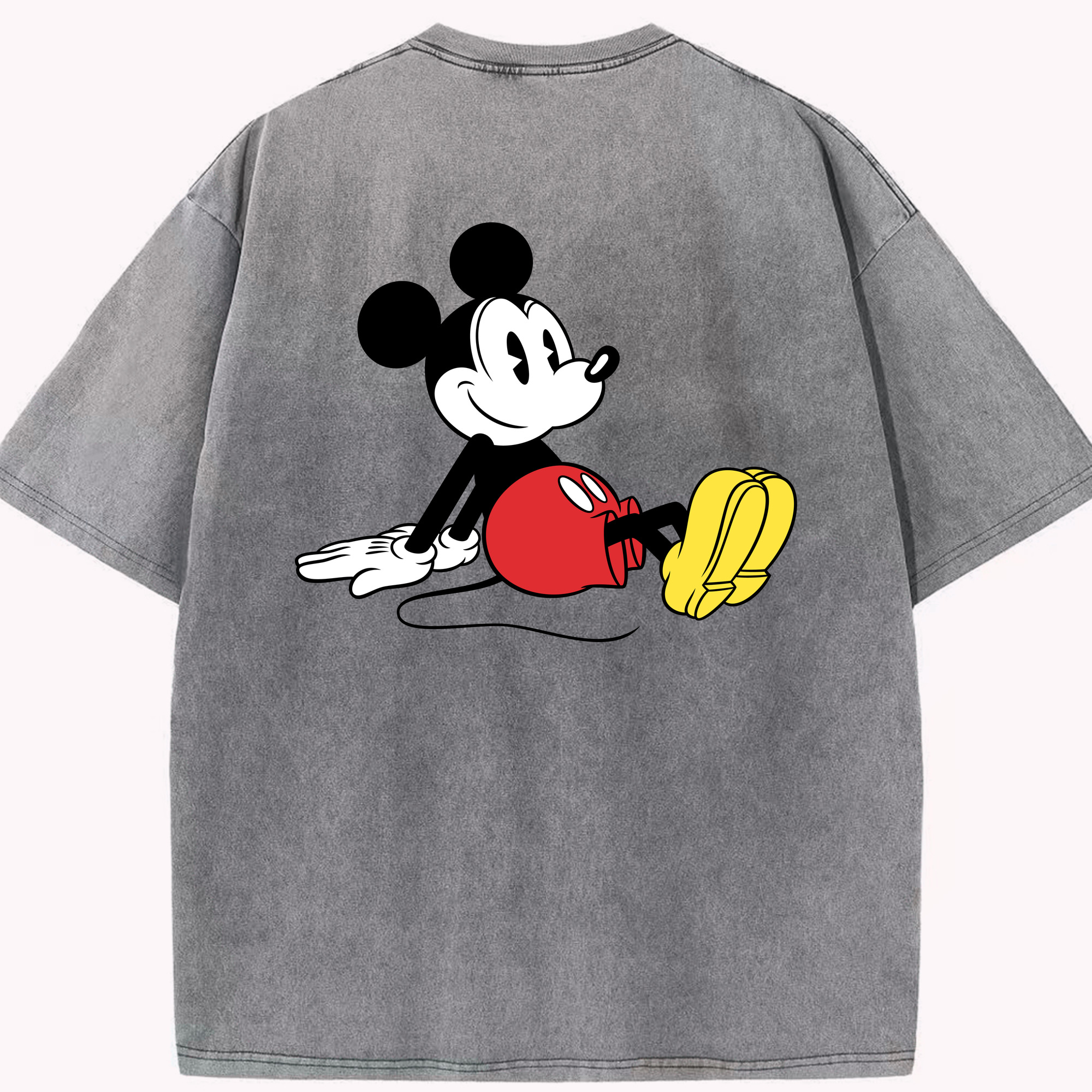 （画像用） ミッキーマウス Mickey Mouse 綿100% ヴィンテージ風 半袖Tシャツ（背面プリント）