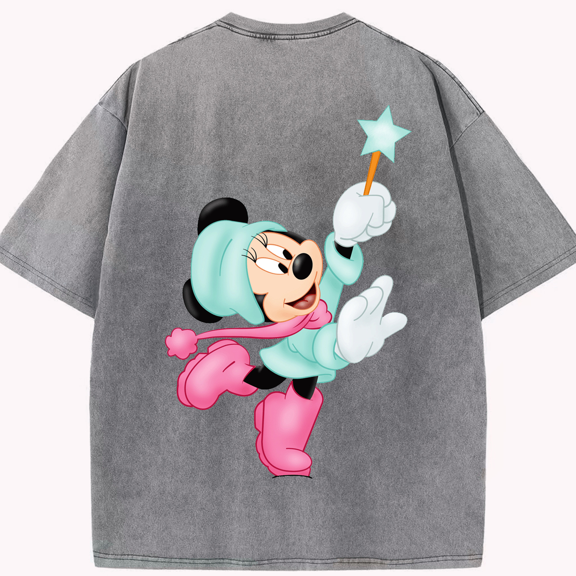 （画像用） ミッキーマウス Mickey Mouse 綿100% ヴィンテージ風 半袖Tシャツ（背面プリント）