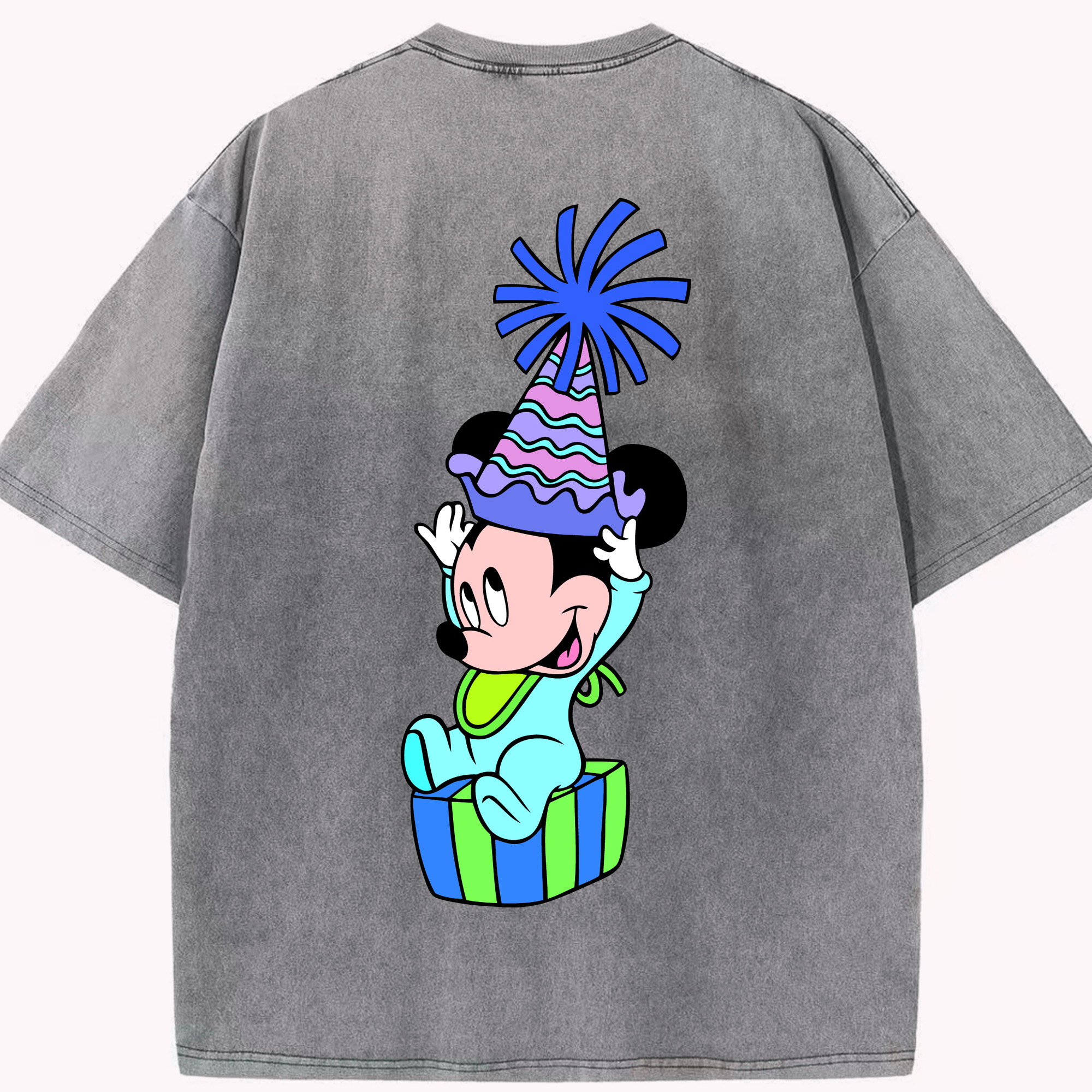 （画像用） ミッキーマウス Mickey Mouse 綿100% ヴィンテージ風 半袖Tシャツ（背面プリント）