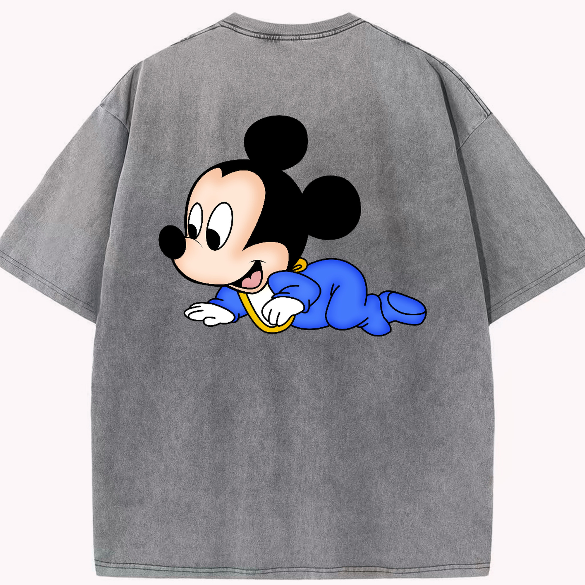 （画像用） ミッキーマウス Mickey Mouse 綿100% ヴィンテージ風 半袖Tシャツ（背面プリント）