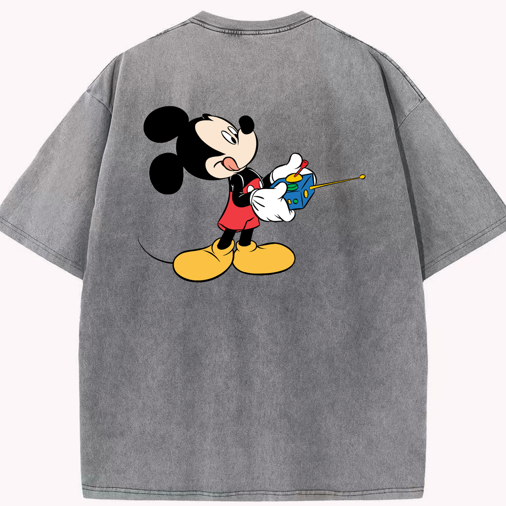 （画像用） ミッキーマウス Mickey Mouse 綿100% ヴィンテージ風 半袖Tシャツ（背面プリント）