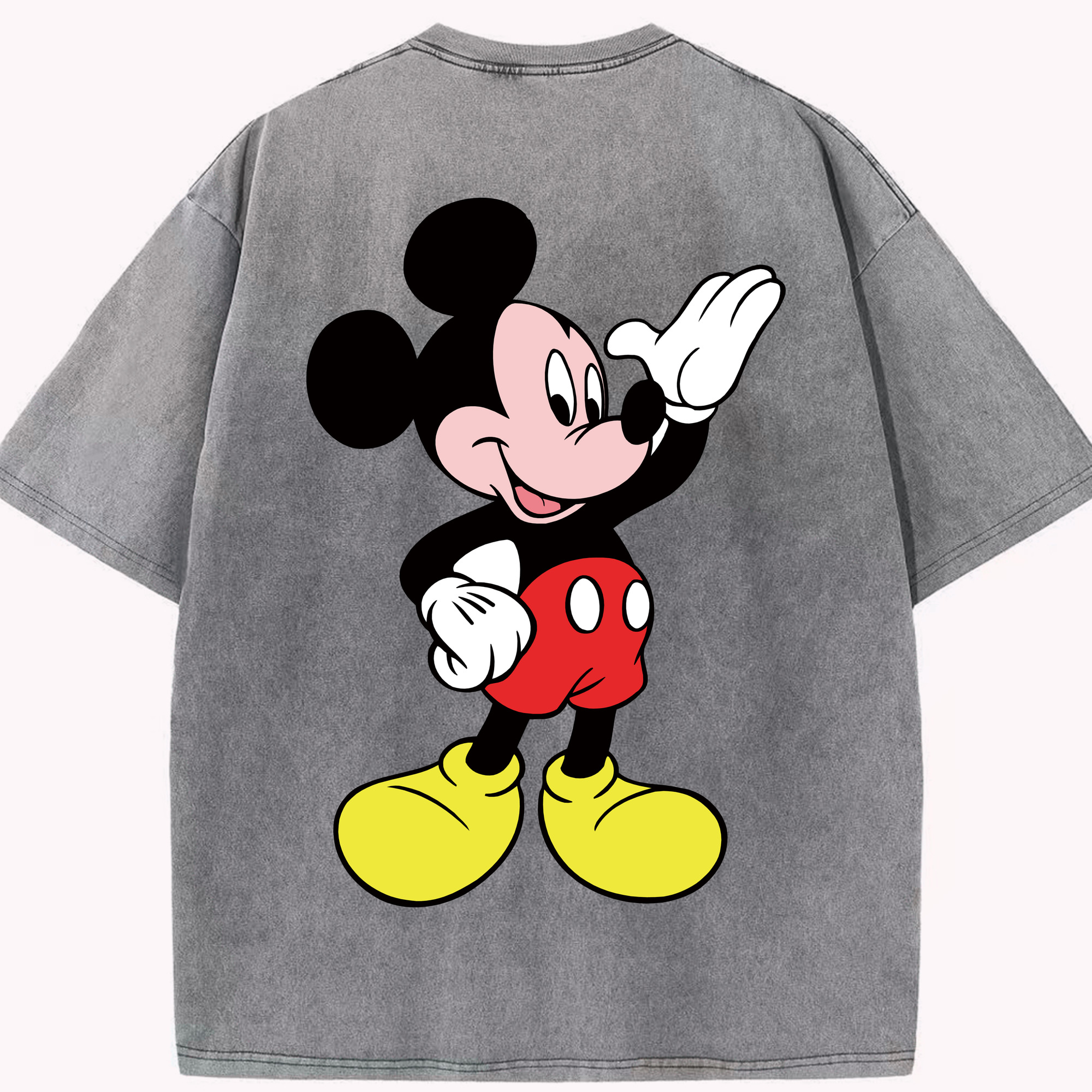（画像用） ミッキーマウス Mickey Mouse 綿100% ヴィンテージ風 半袖Tシャツ（背面プリント）