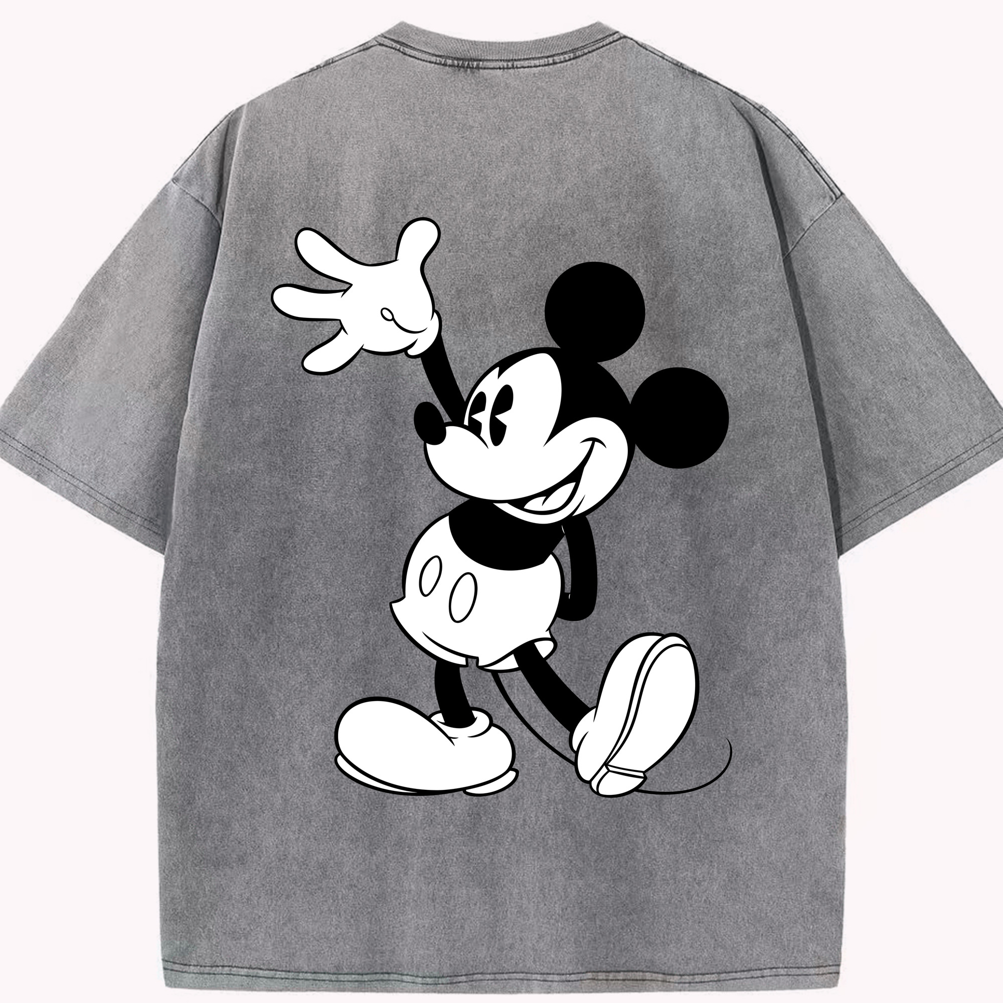 （画像用） ミッキーマウス Mickey Mouse 綿100% ヴィンテージ風 半袖Tシャツ（背面プリント）