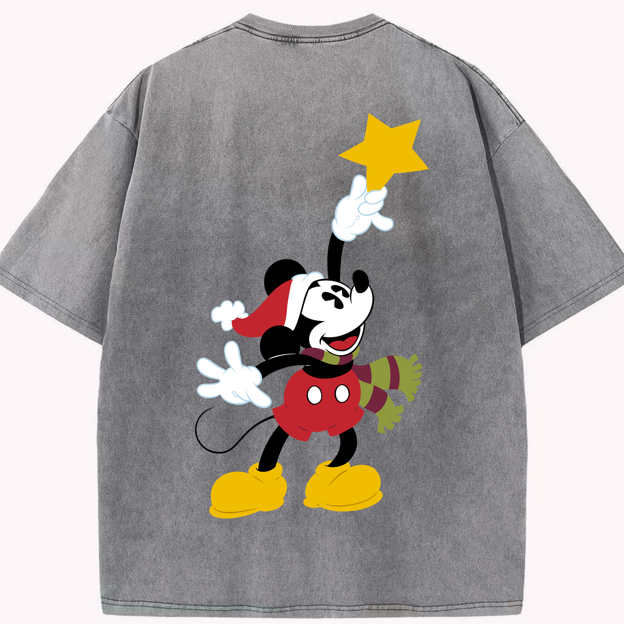 （画像用） ミッキーマウス Mickey Mouse 綿100% ヴィンテージ風 半袖Tシャツ（背面プリント）