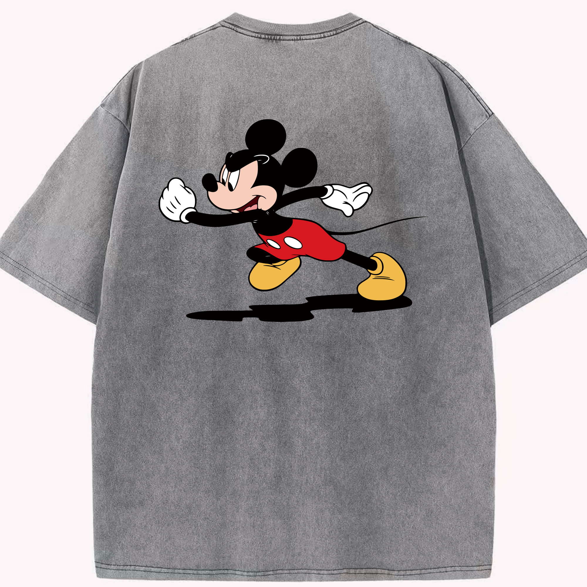（画像用） ミッキーマウス Mickey Mouse 綿100% ヴィンテージ風 半袖Tシャツ（背面プリント）