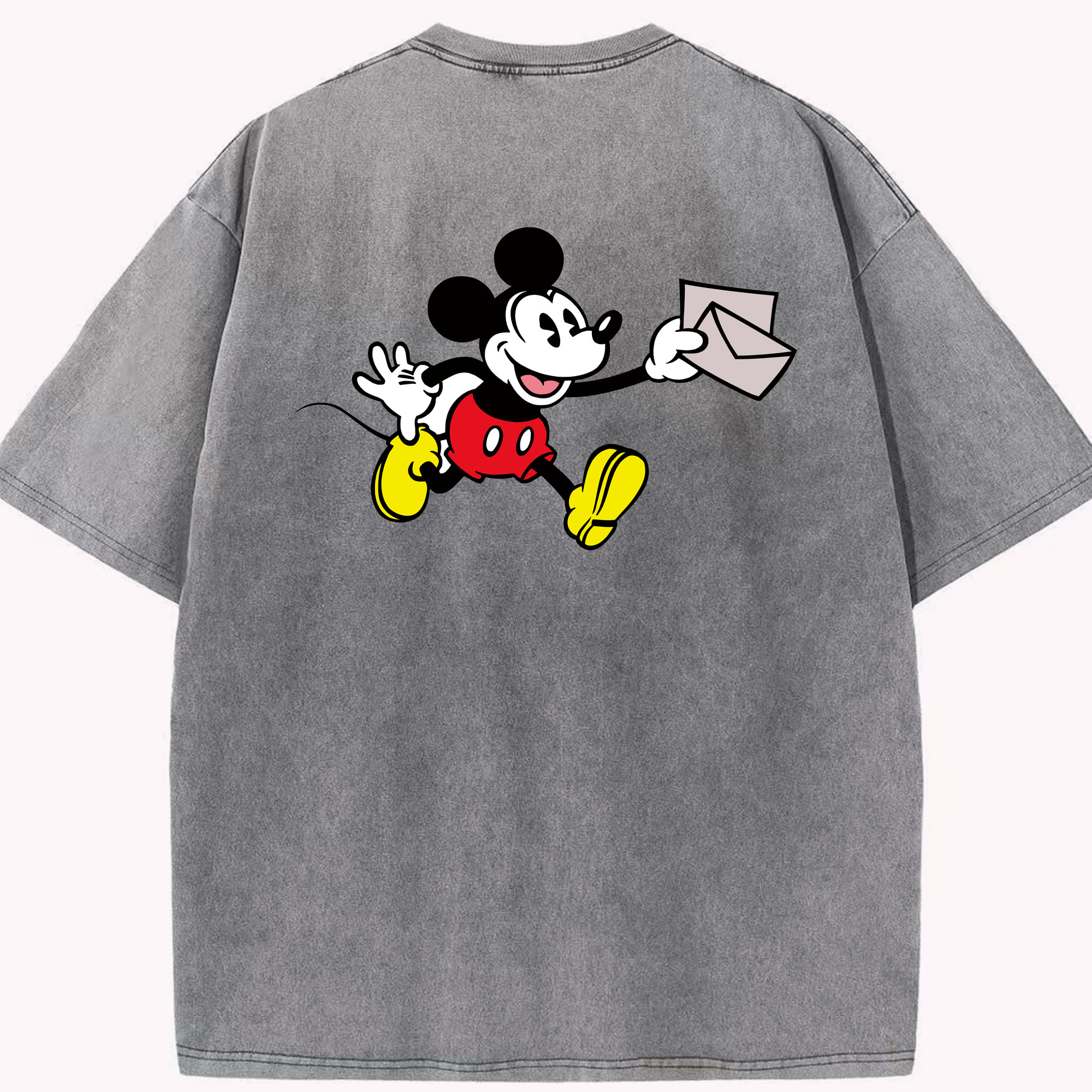 （画像用） ミッキーマウス Mickey Mouse 綿100% ヴィンテージ風 半袖Tシャツ（背面プリント）