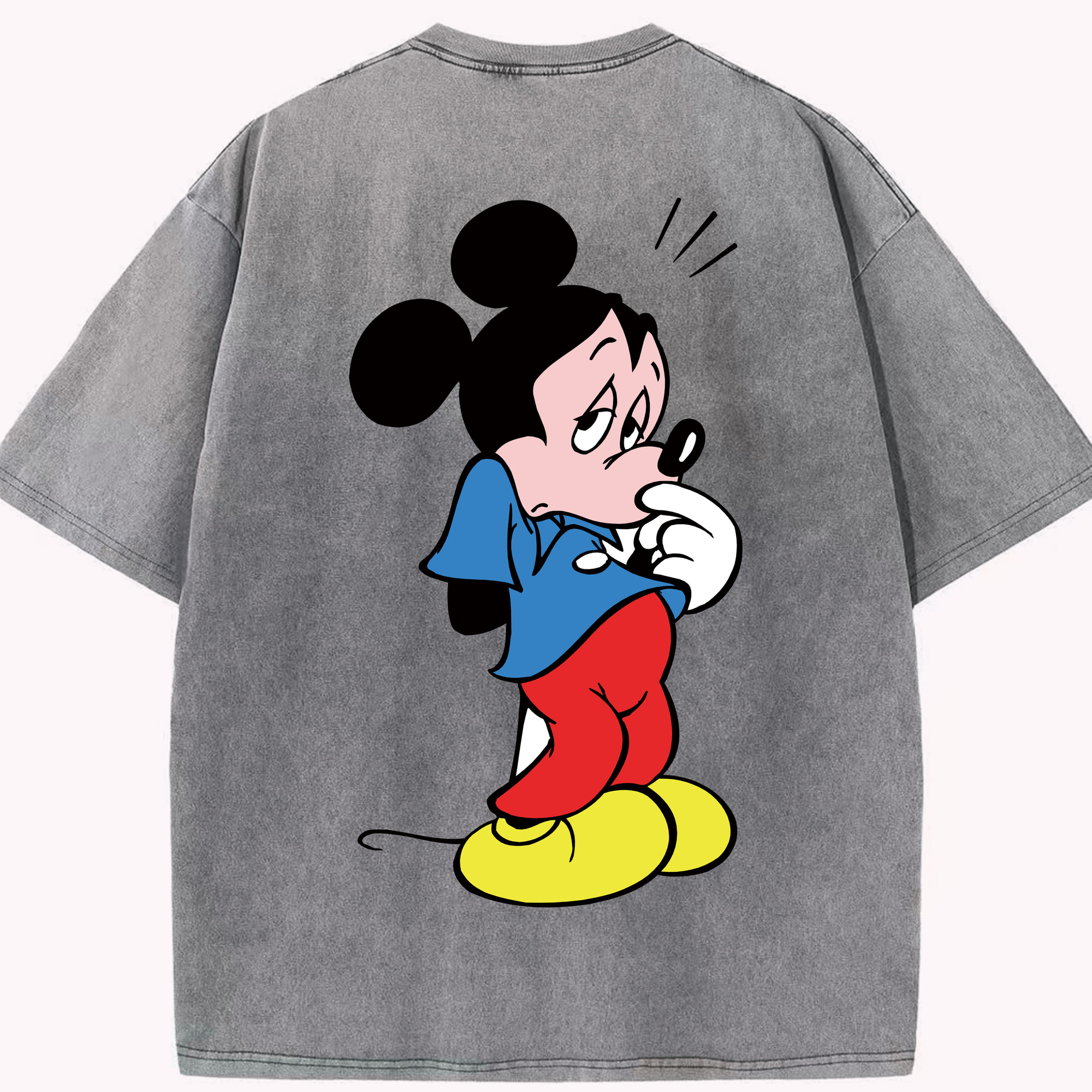 （画像用） ミッキーマウス Mickey Mouse 綿100% ヴィンテージ風 半袖Tシャツ（背面プリント）
