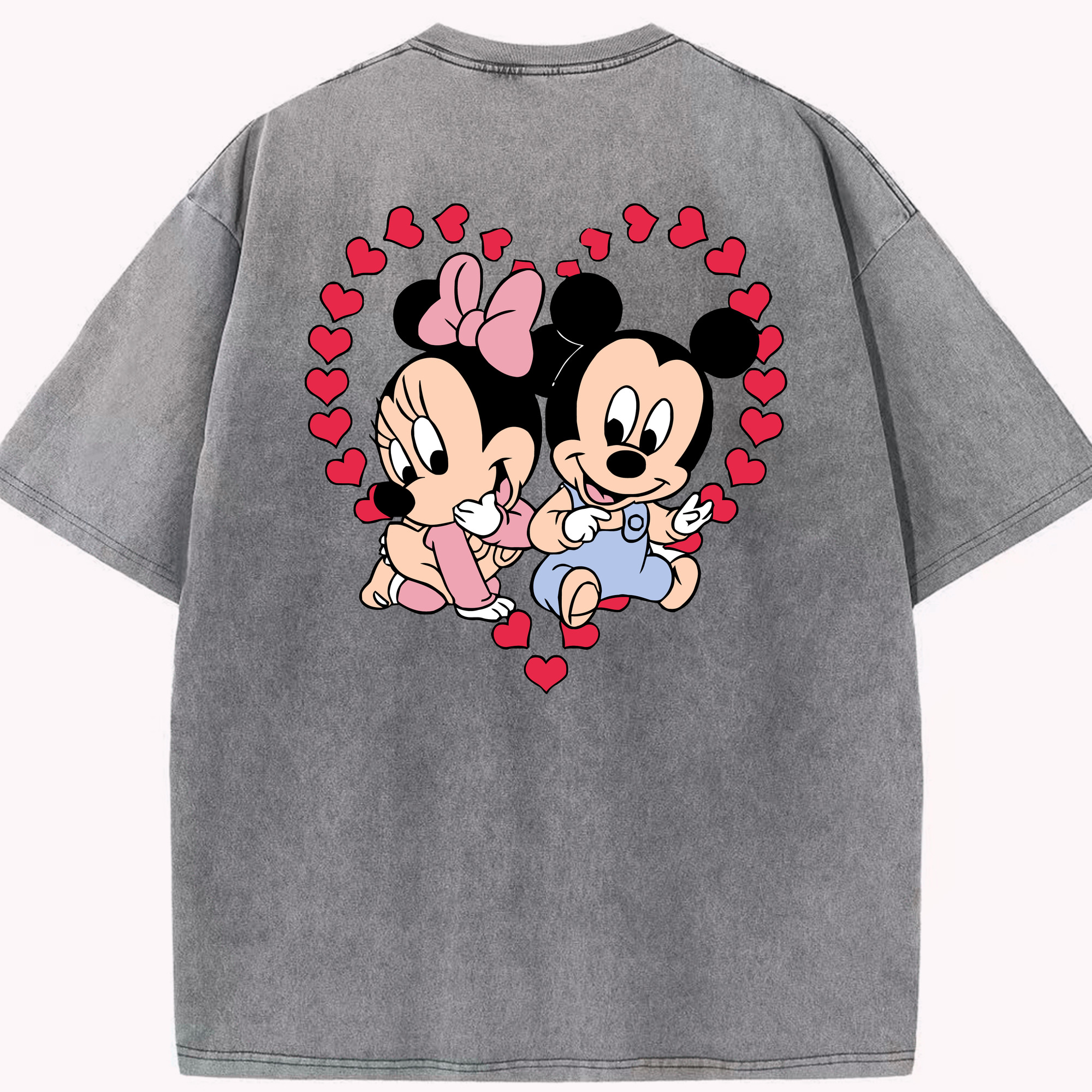 （画像用） ミッキーマウス Mickey Mouse 綿100% ヴィンテージ風 半袖Tシャツ（背面プリント）