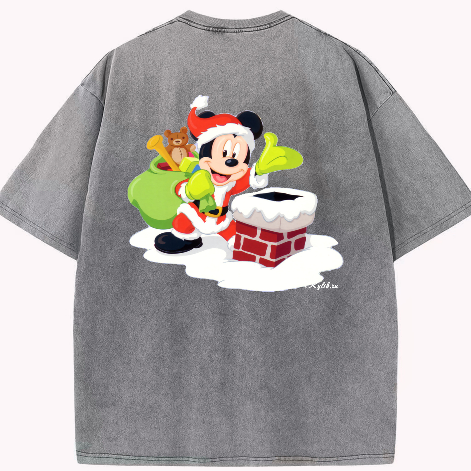 （画像用） ミッキーマウス Mickey Mouse 綿100% ヴィンテージ風 半袖Tシャツ（背面プリント）