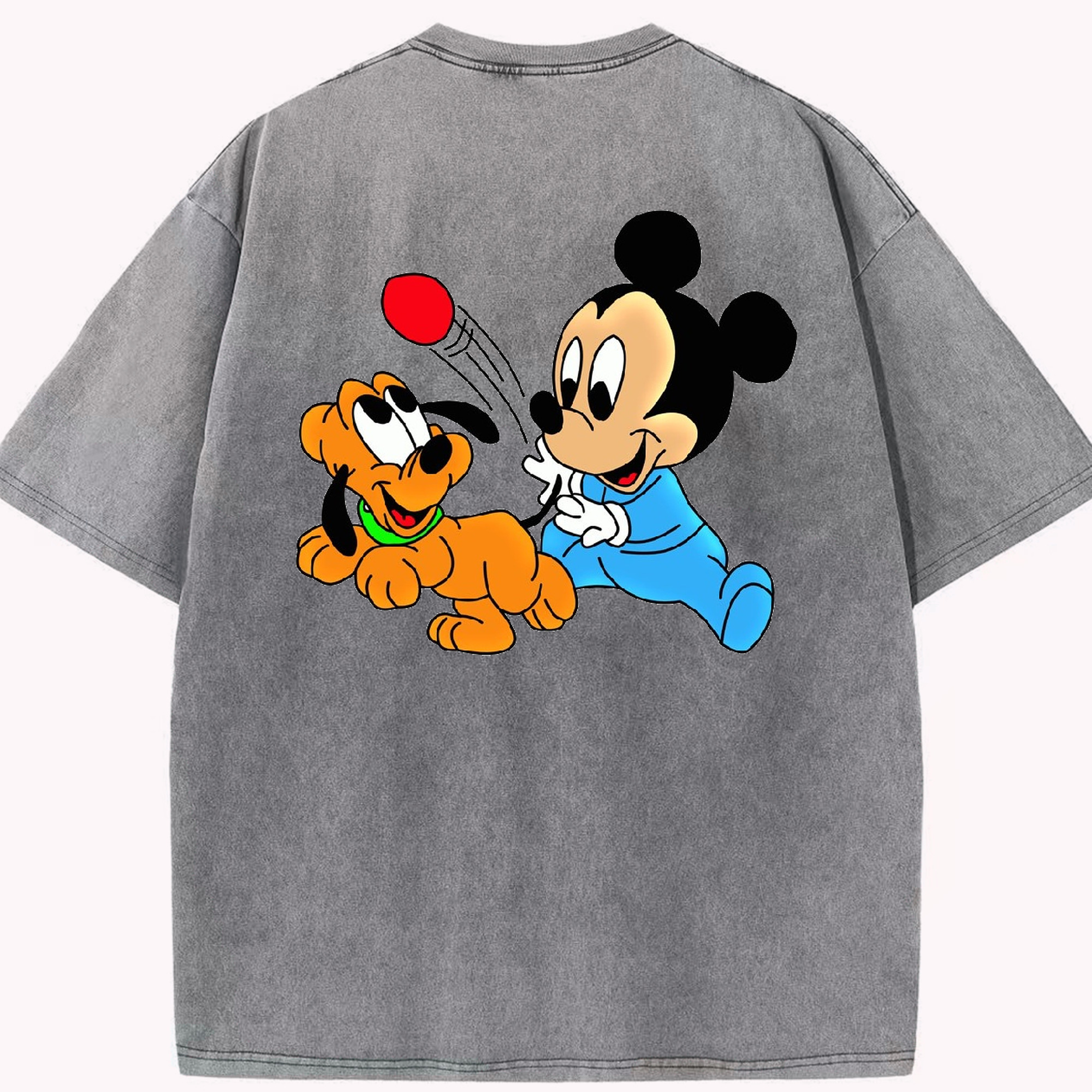 （画像用） ミッキーマウス Mickey Mouse 綿100% ヴィンテージ風 半袖Tシャツ（背面プリント）