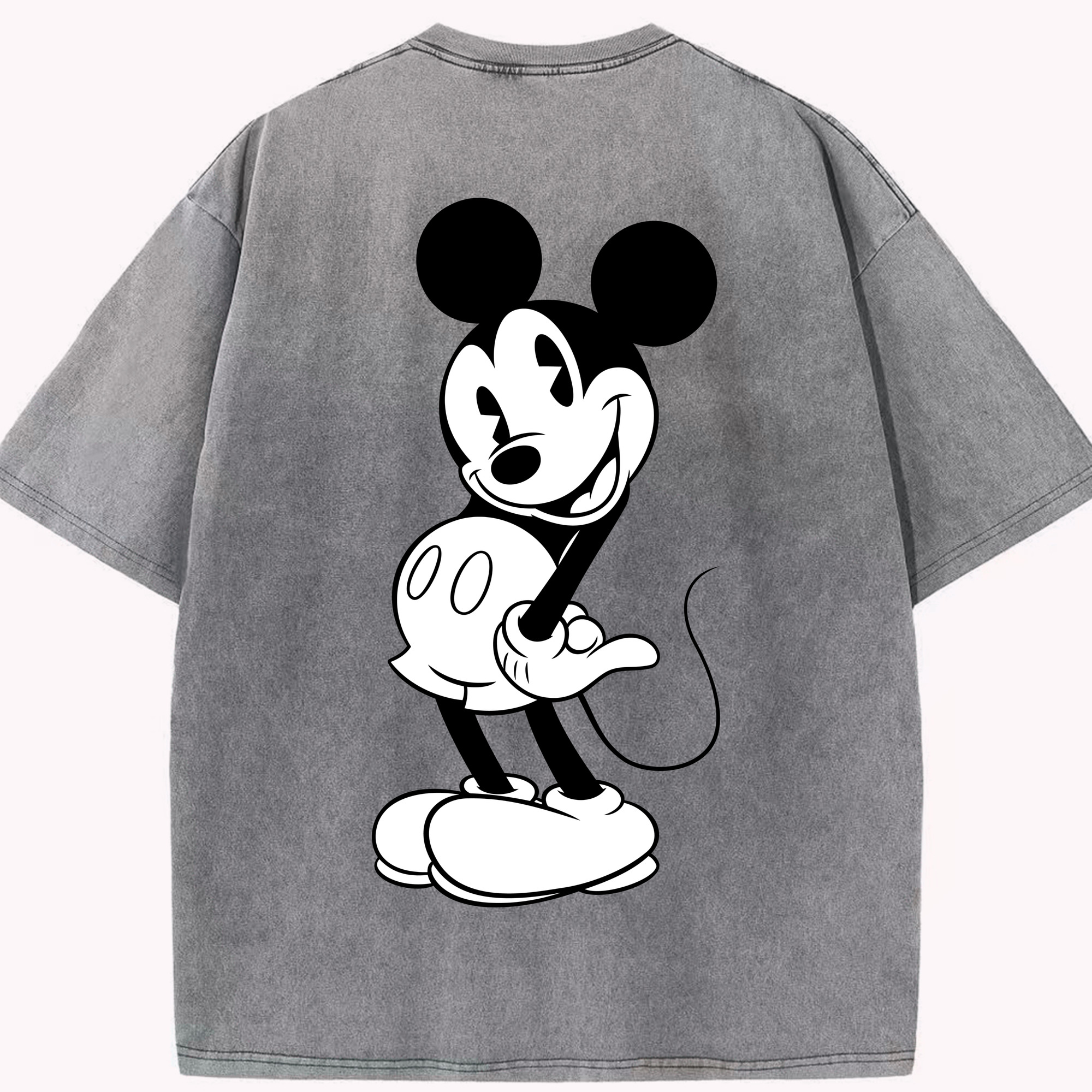 （画像用） ミッキーマウス Mickey Mouse 綿100% ヴィンテージ風 半袖Tシャツ（背面プリント）