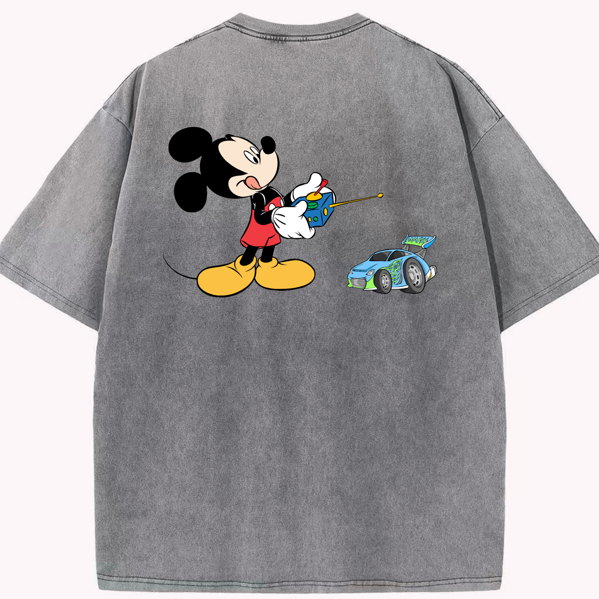 （画像用） ミッキーマウス Mickey Mouse 綿100% ヴィンテージ風 半袖Tシャツ（背面プリント）
