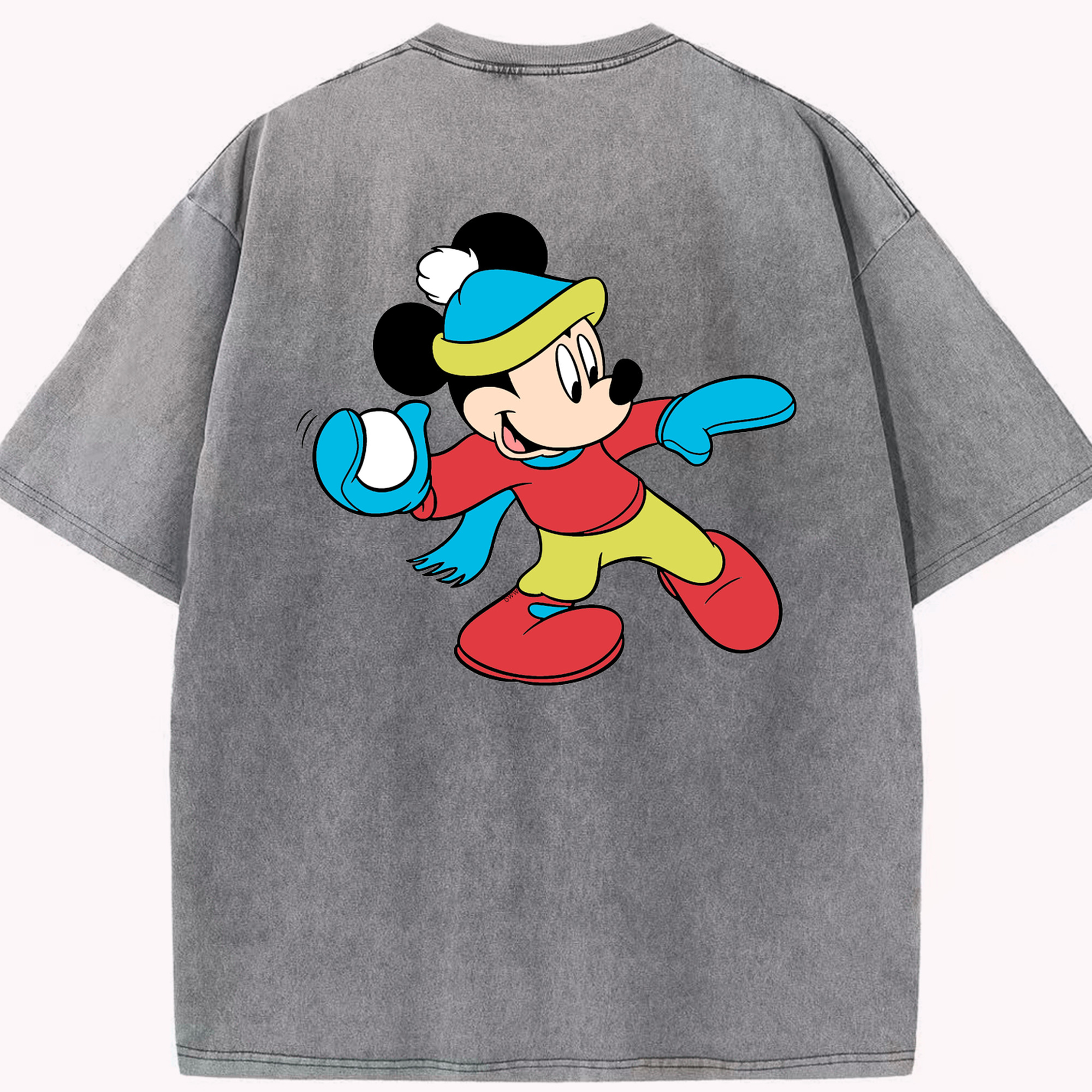 （画像用） ミッキーマウス Mickey Mouse 綿100% ヴィンテージ風 半袖Tシャツ（背面プリント）