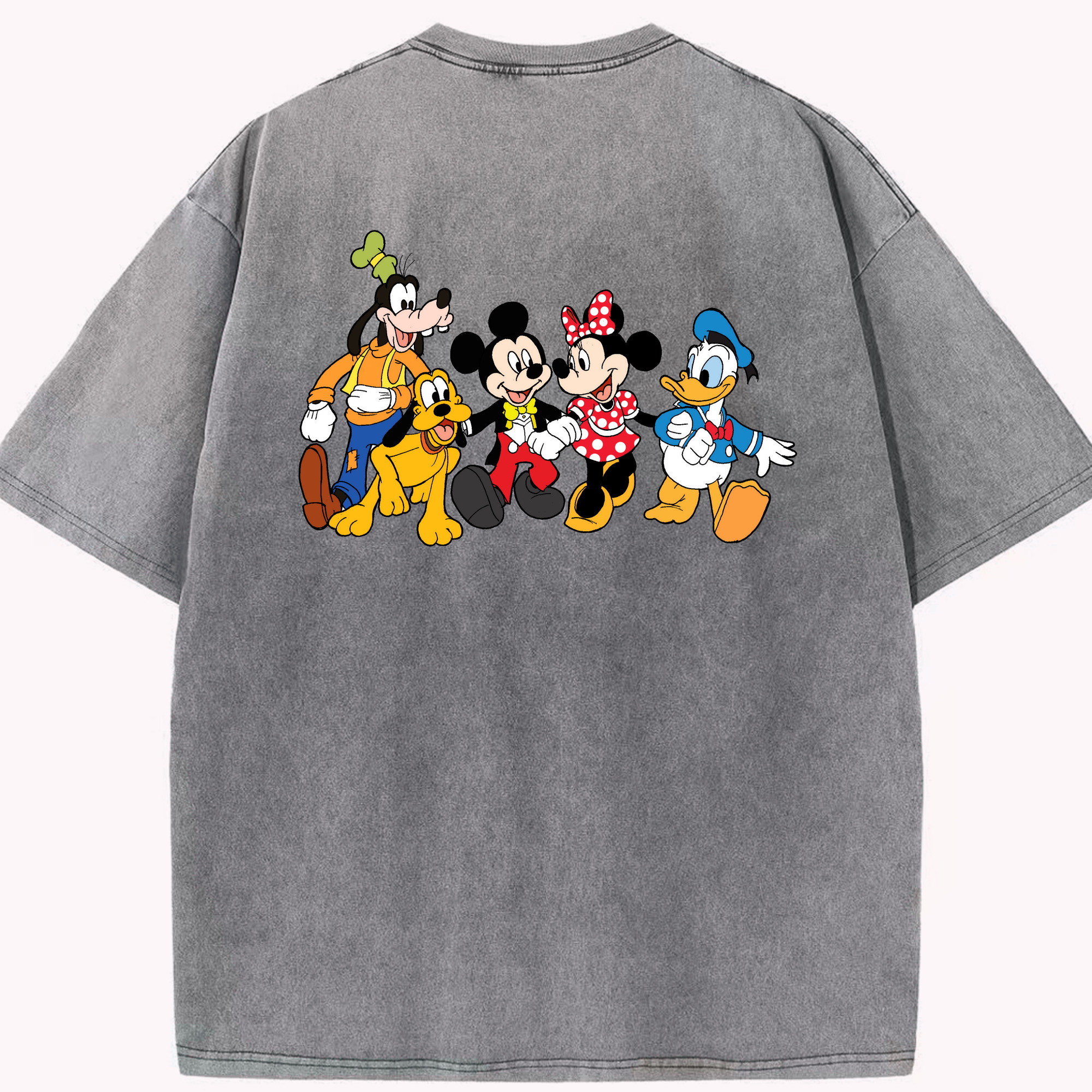 （画像用） ミッキーマウス Mickey Mouse 綿100% ヴィンテージ風 半袖Tシャツ（背面プリント）