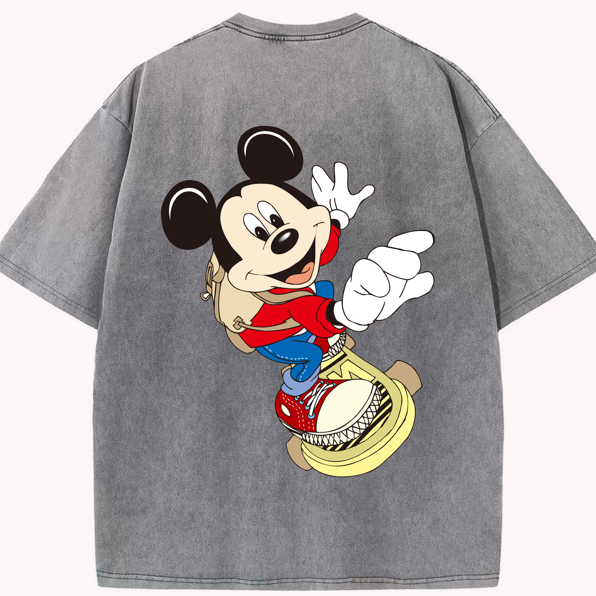 （画像用） ミッキーマウス Mickey Mouse 綿100% ヴィンテージ風 半袖Tシャツ（背面プリント）