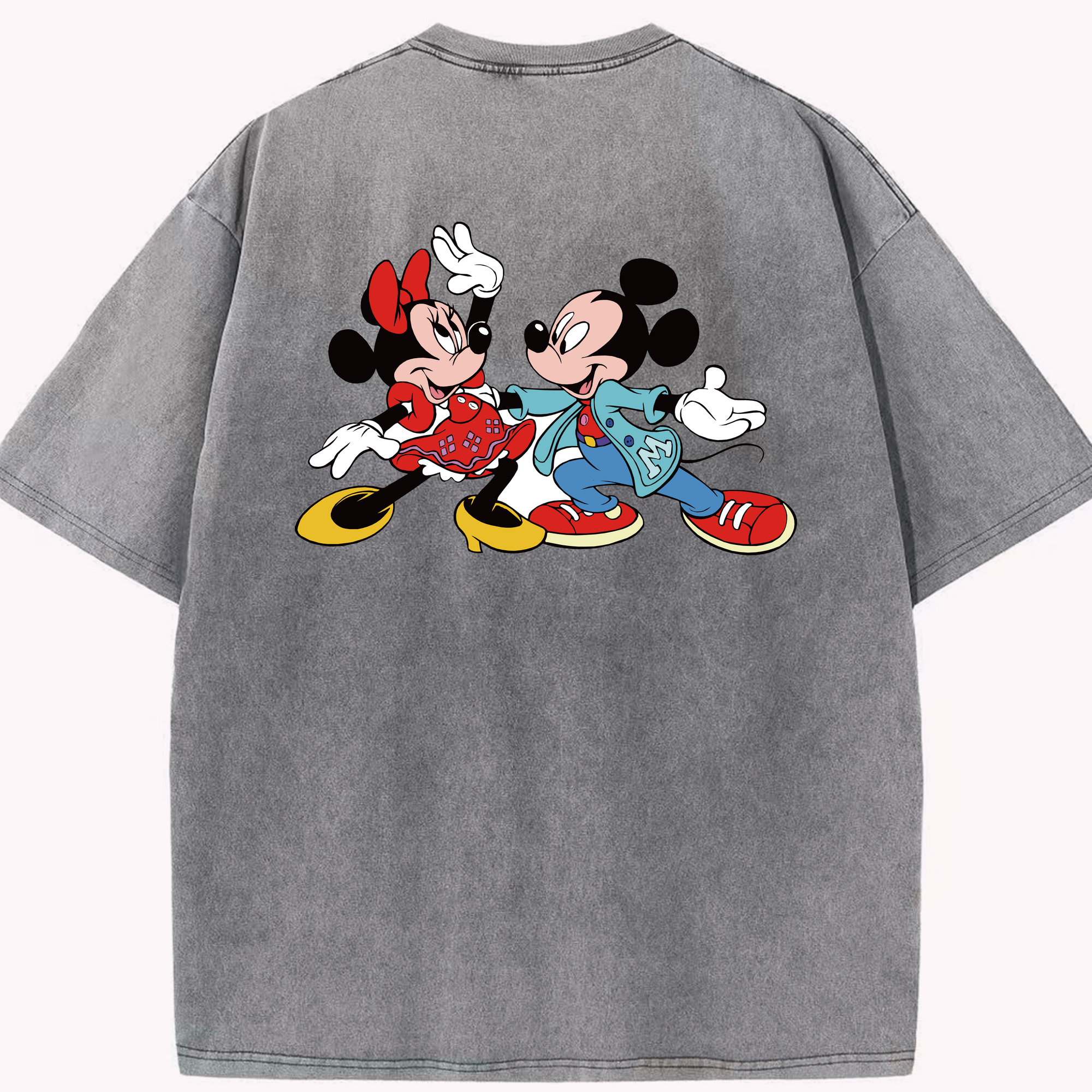 （画像用） ミッキーマウス Mickey Mouse 綿100% ヴィンテージ風 半袖Tシャツ（背面プリント）