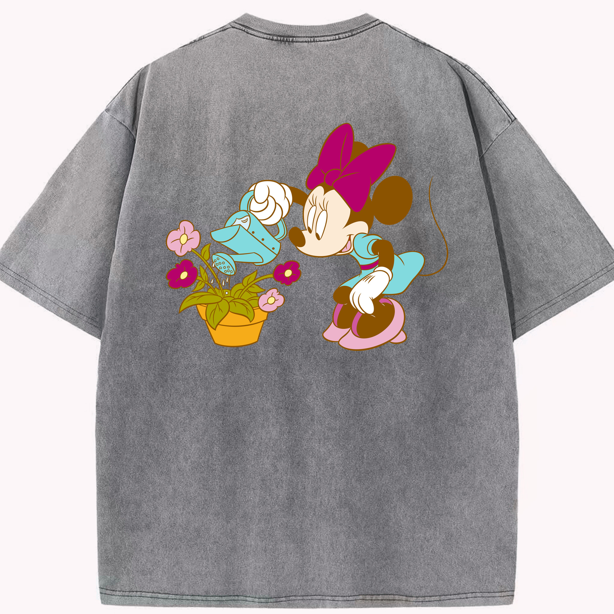 （画像用） ミッキーマウス Mickey Mouse 綿100% ヴィンテージ風 半袖Tシャツ（背面プリント）