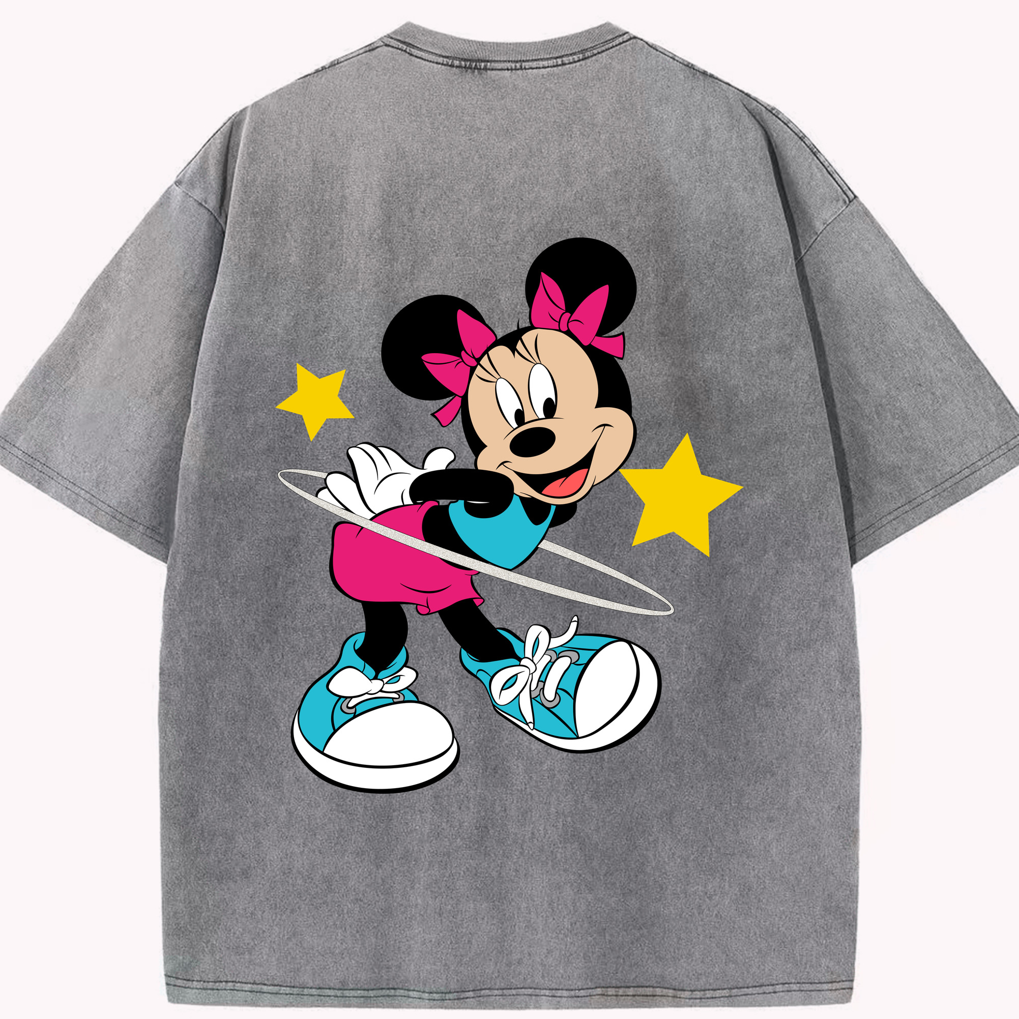 （画像用） ミッキーマウス Mickey Mouse 綿100% ヴィンテージ風 半袖Tシャツ（背面プリント）