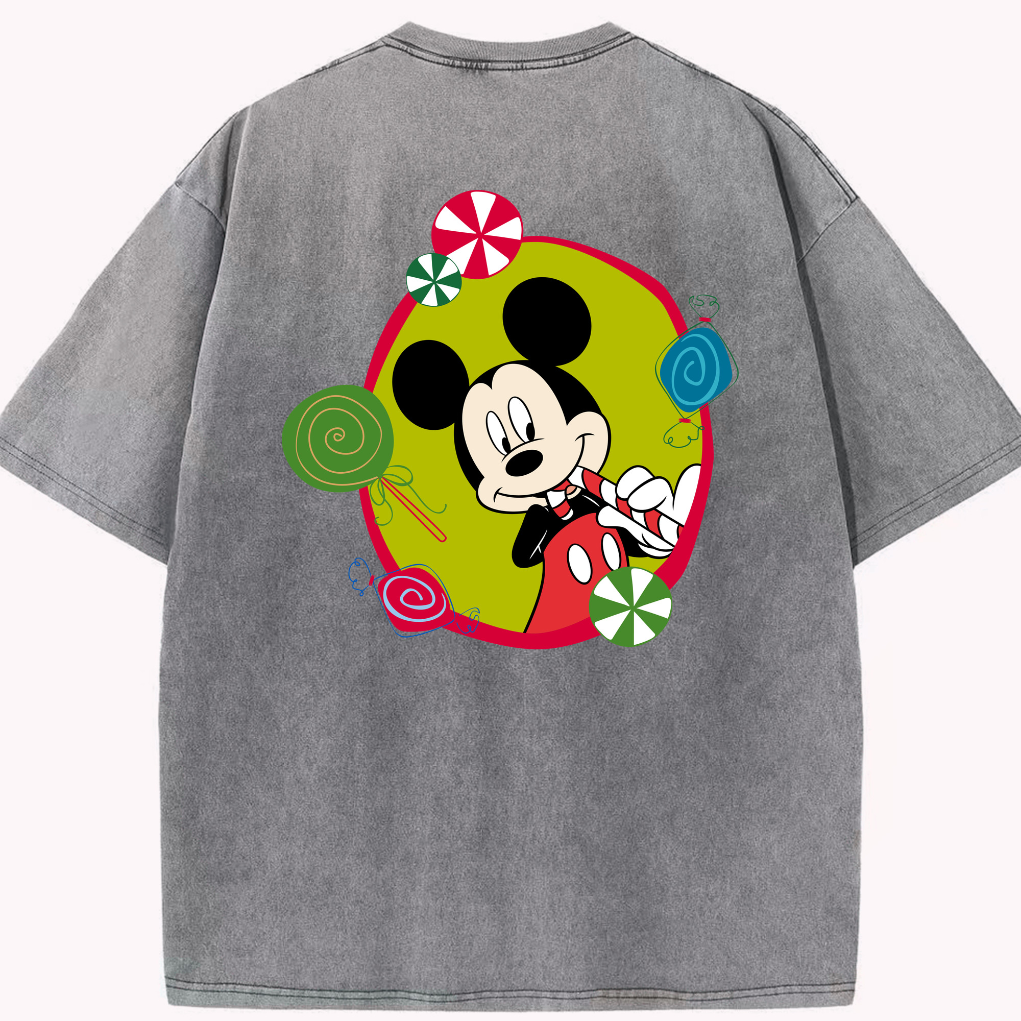 （画像用） ミッキーマウス Mickey Mouse 綿100% ヴィンテージ風 半袖Tシャツ（背面プリント）