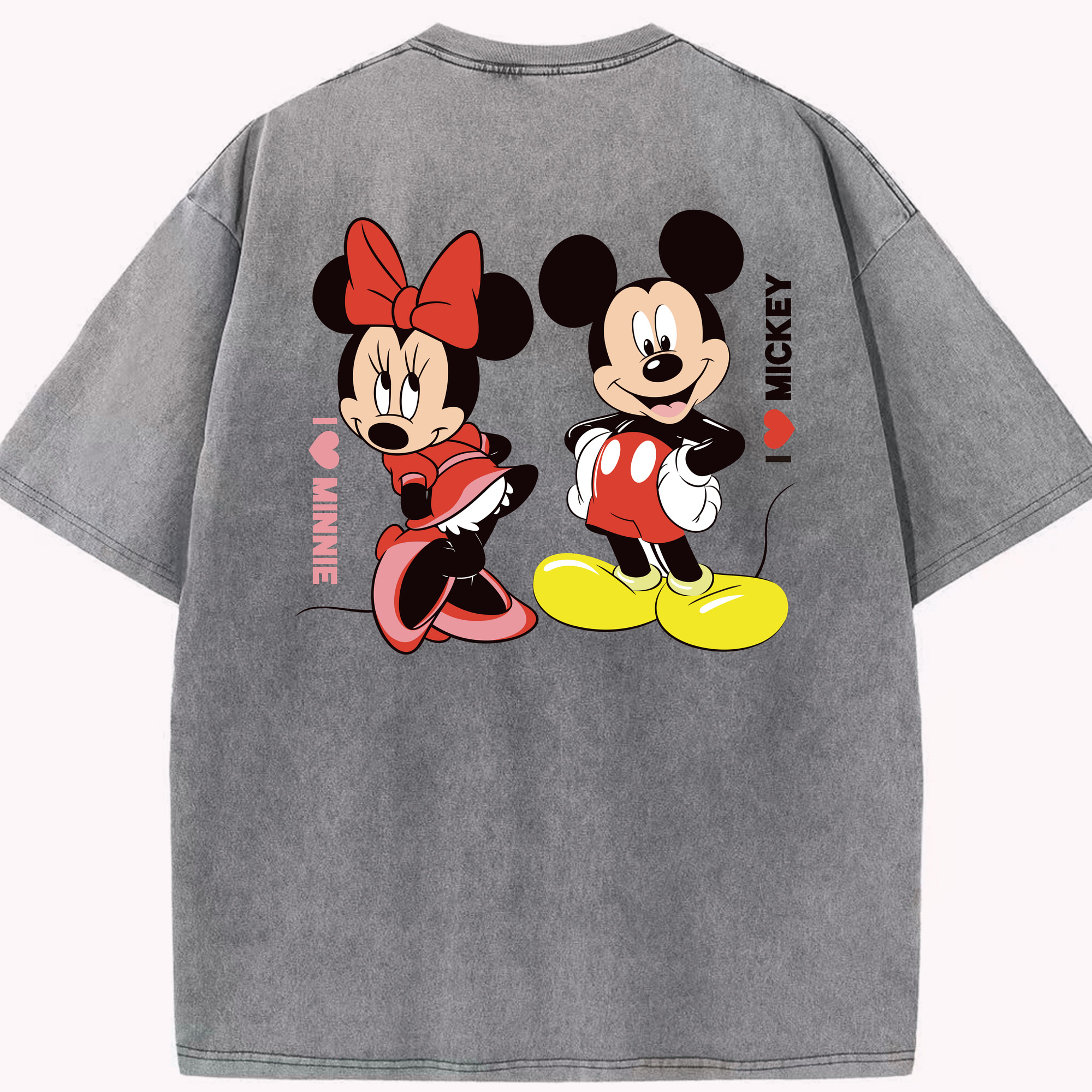 （画像用） ミッキーマウス Mickey Mouse 綿100% ヴィンテージ風 半袖Tシャツ（背面プリント）